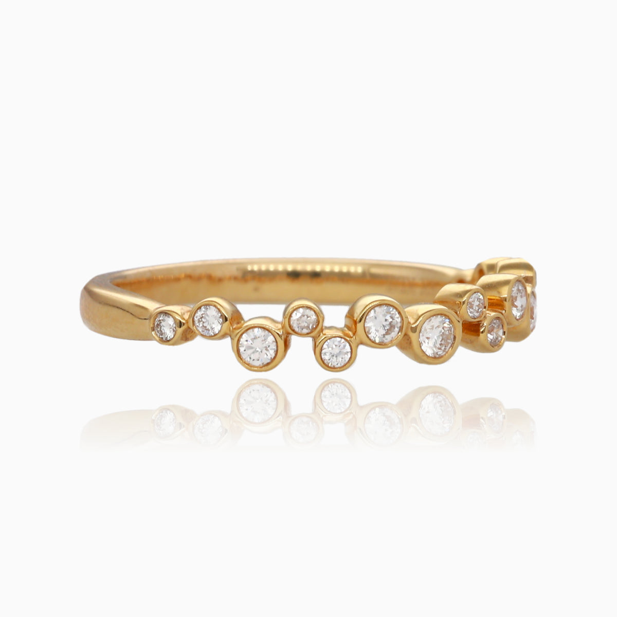.20ct Diamond Band Yellow Gold Bubble Ring