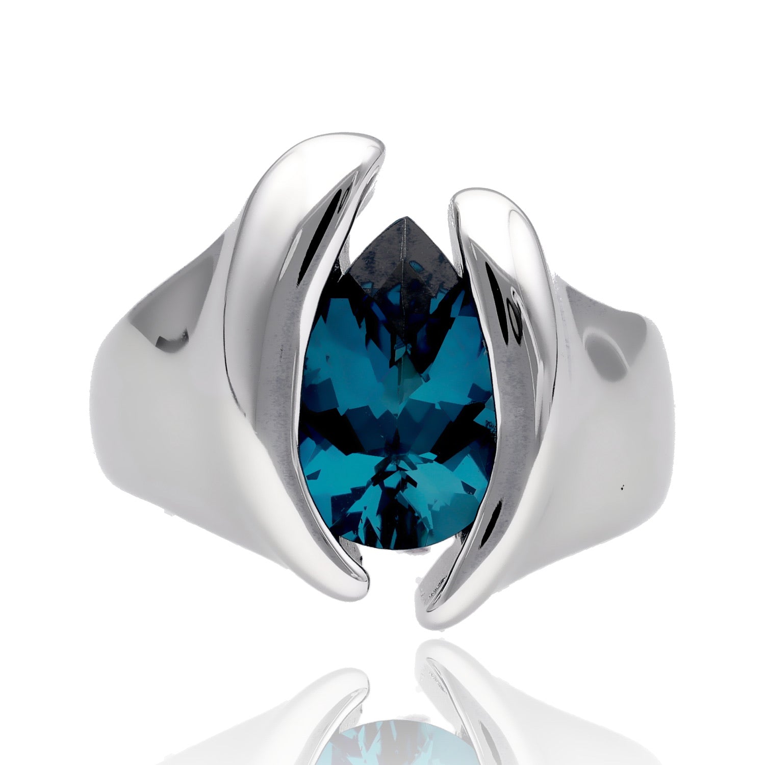 3.4ct Pear Shp London Blue Topaz Silver Ring, Quotations