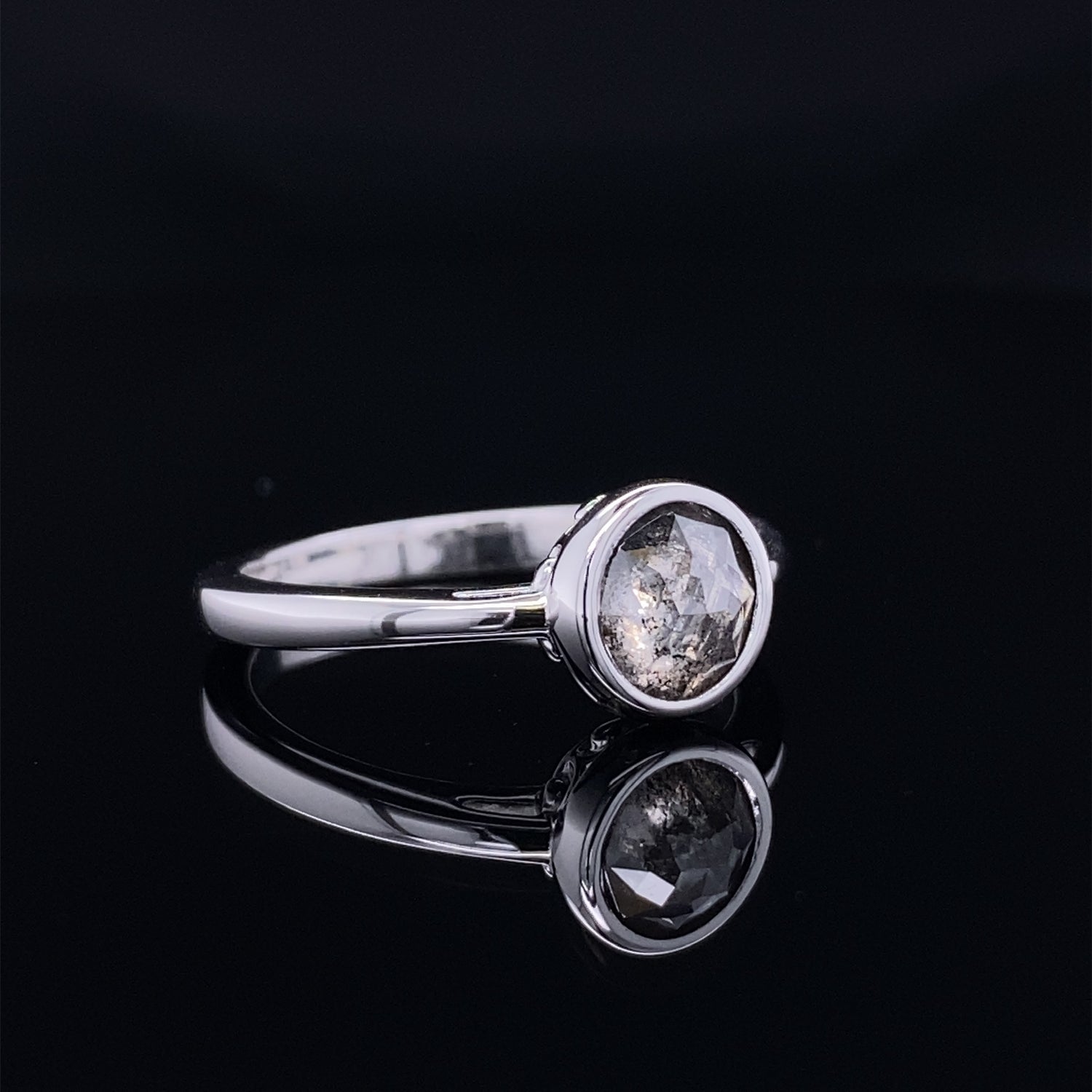 Salt & Pepper Diamond Bezel Set Ring