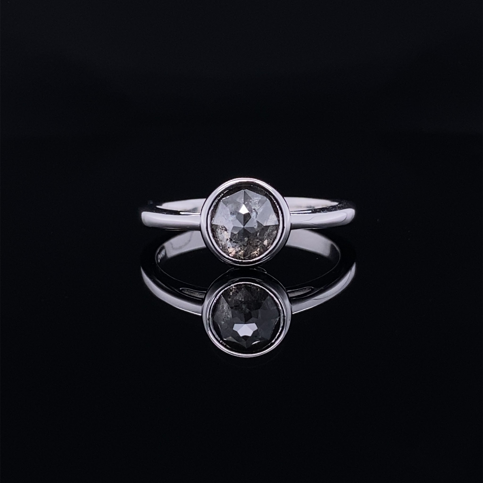 Salt & Pepper Diamond Bezel Set Ring