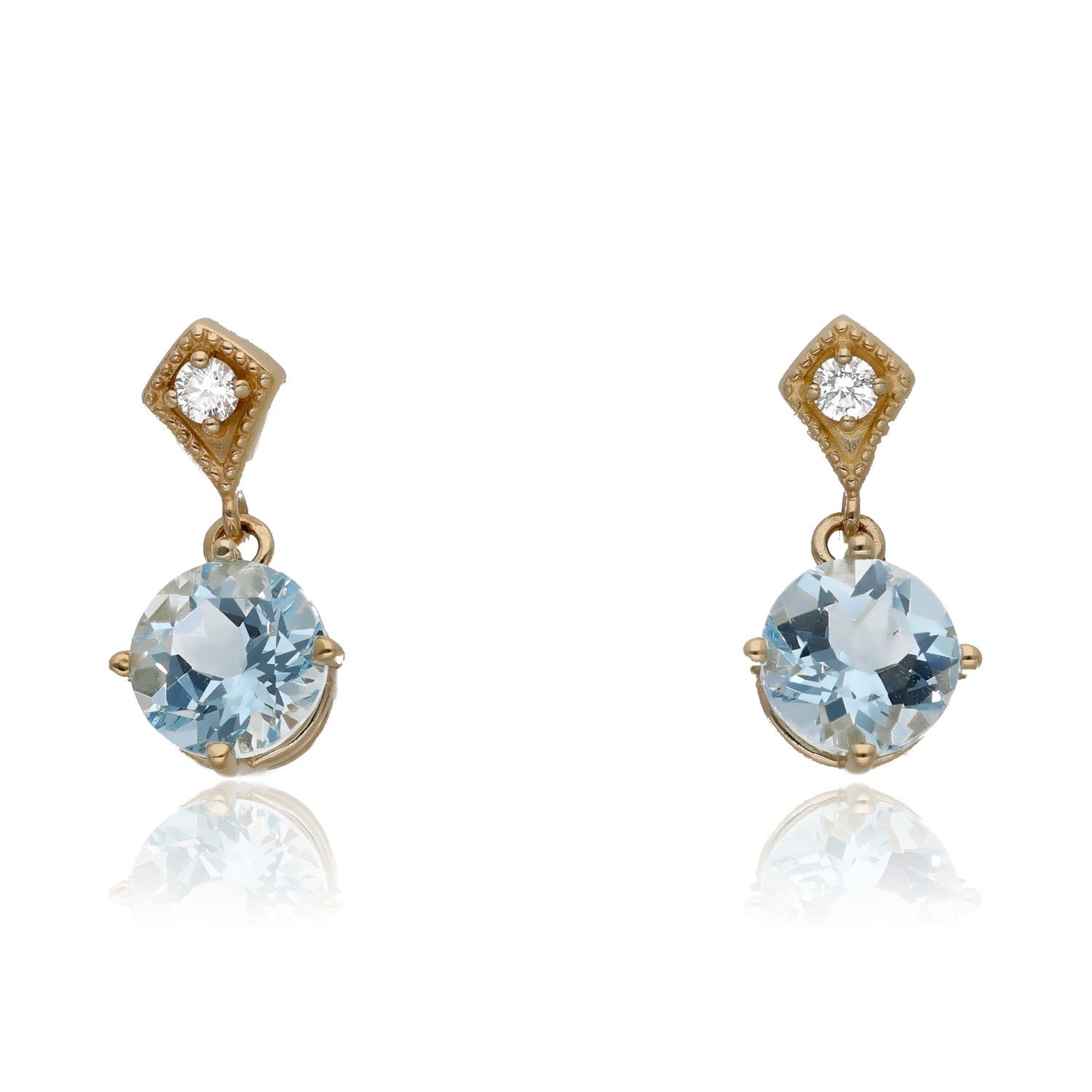 Sweetly Blue Earrings in Aquamarine and Diamond