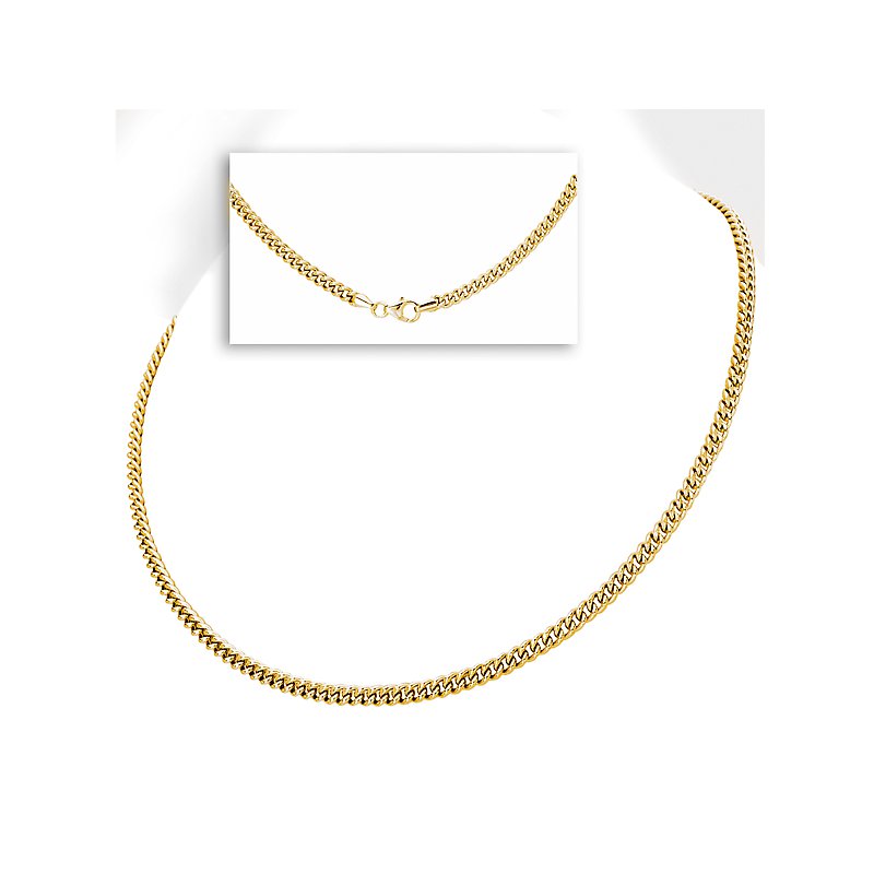 20" 4mm Curb Link Gold Plated Sterling Silver Chain
