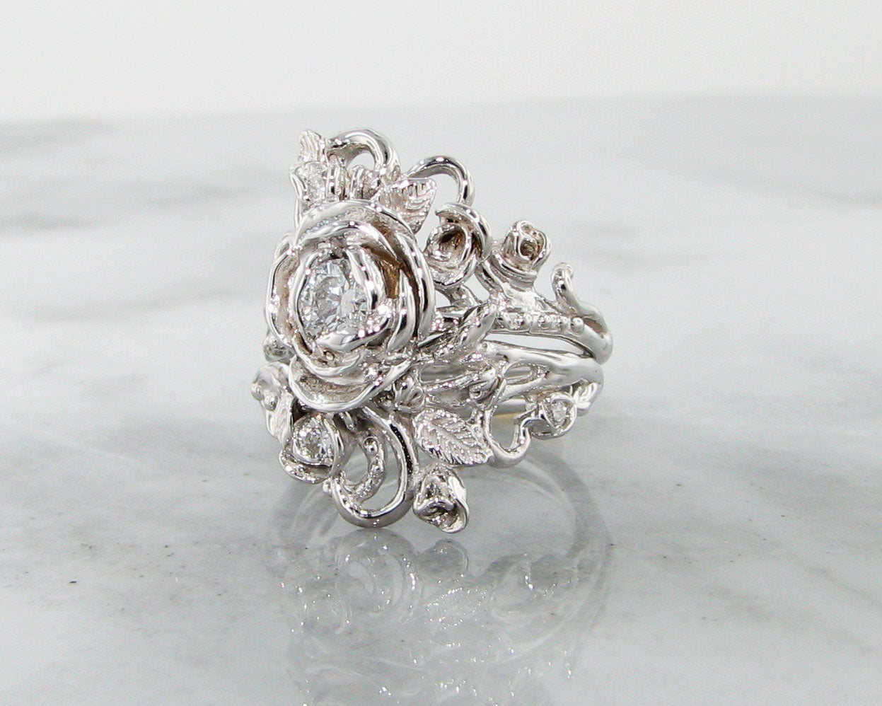 Diamond White Gold Wedding Ring Set, Jane Rose