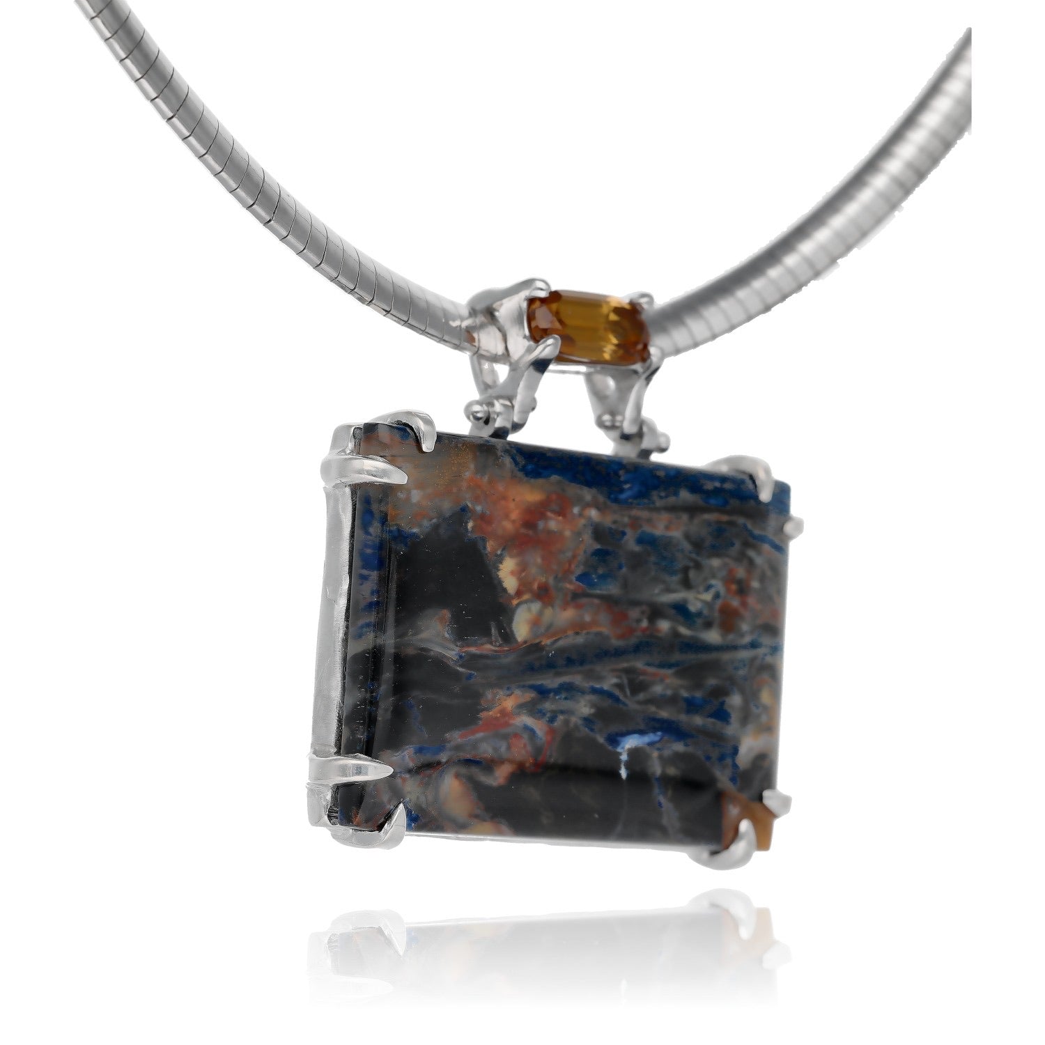 Storm Squall Pietersite & Zircon Necklace