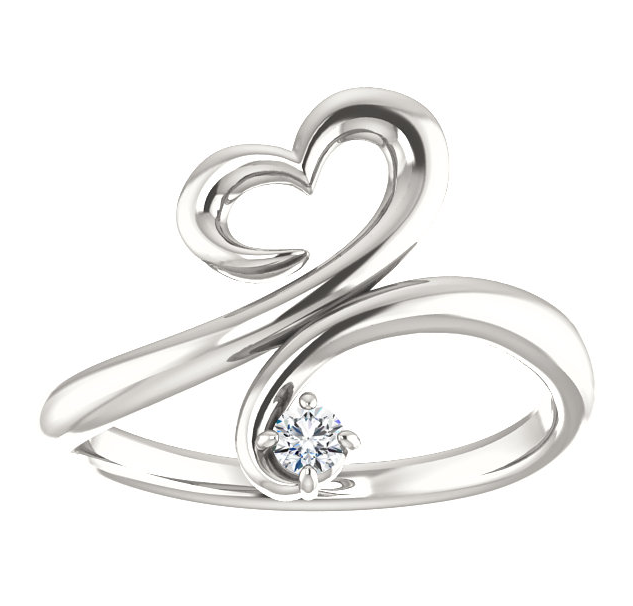 .06ct Diamond Silver Heart Freeform Promise Ring