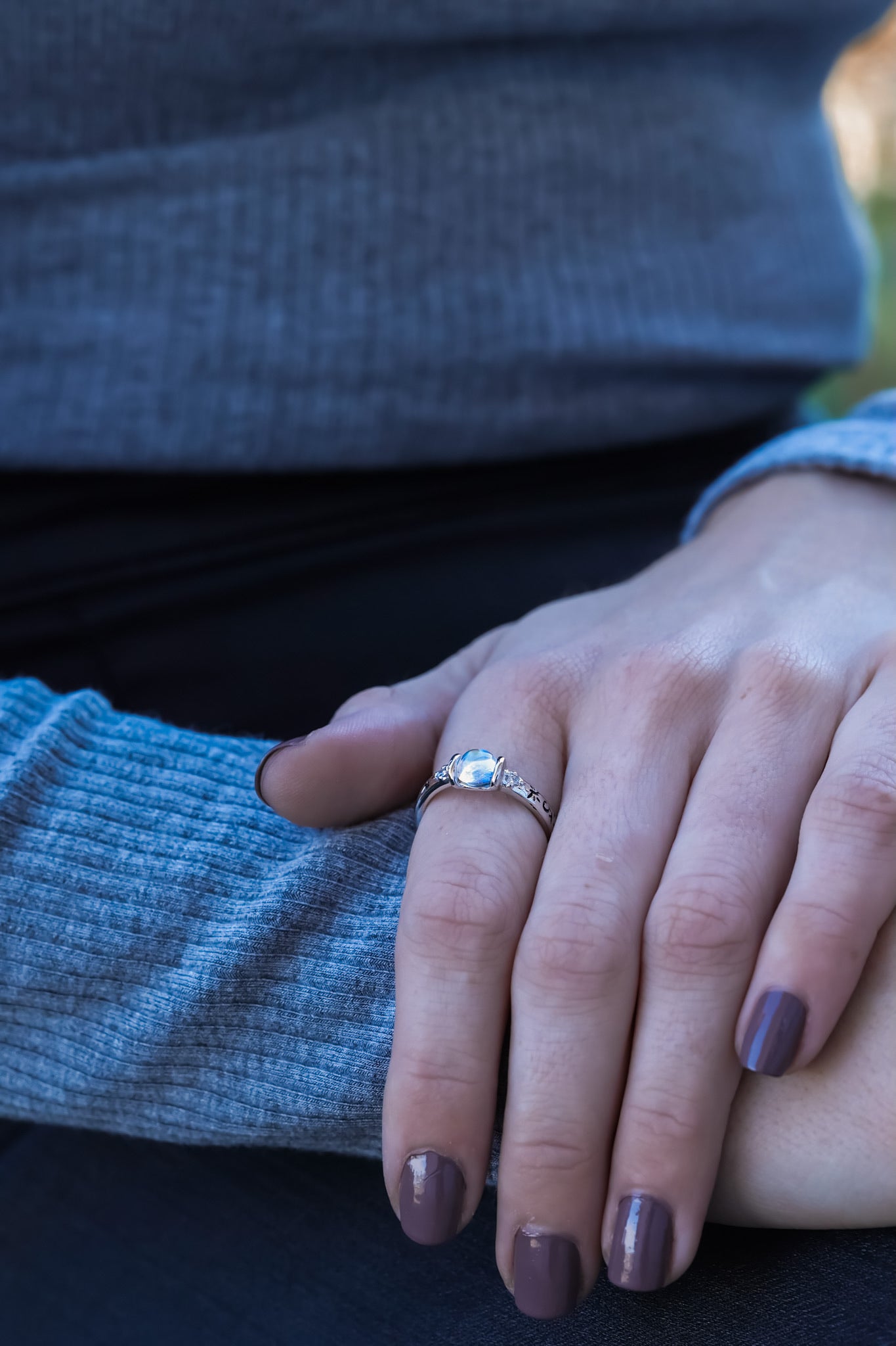 Solar System Blue Moonstone Diamond Band