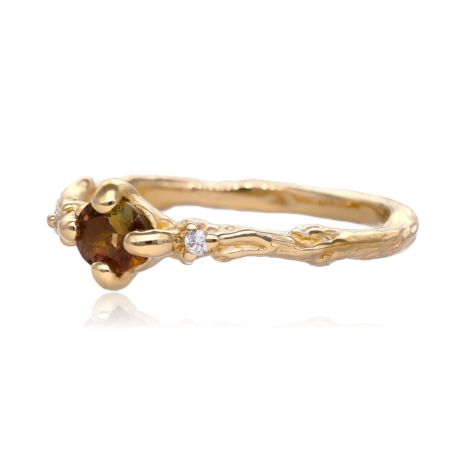 Green Andalusite Branch Band in Gold