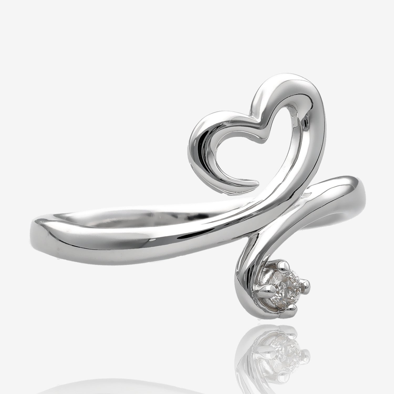 .06ct Diamond Silver Heart Freeform Promise Ring