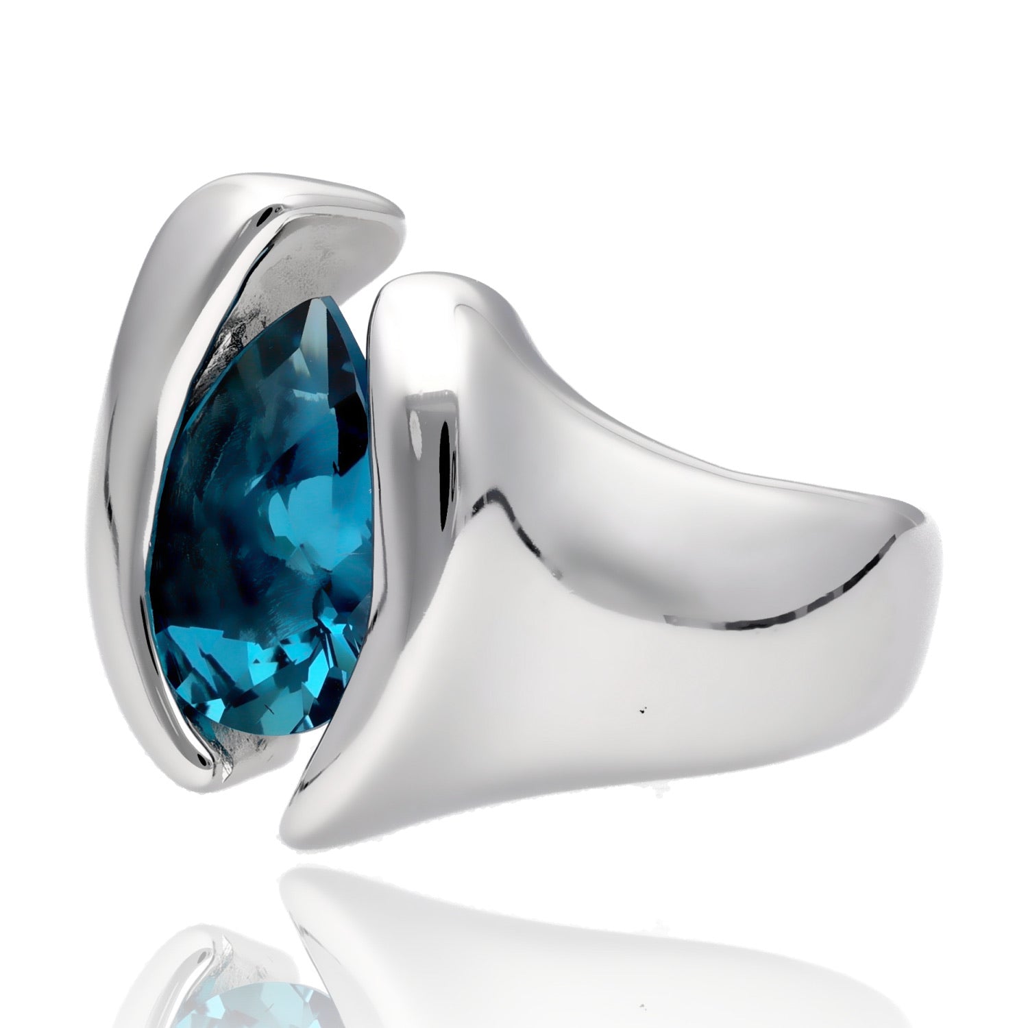 3.4ct Pear Shp London Blue Topaz Silver Ring, Quotations