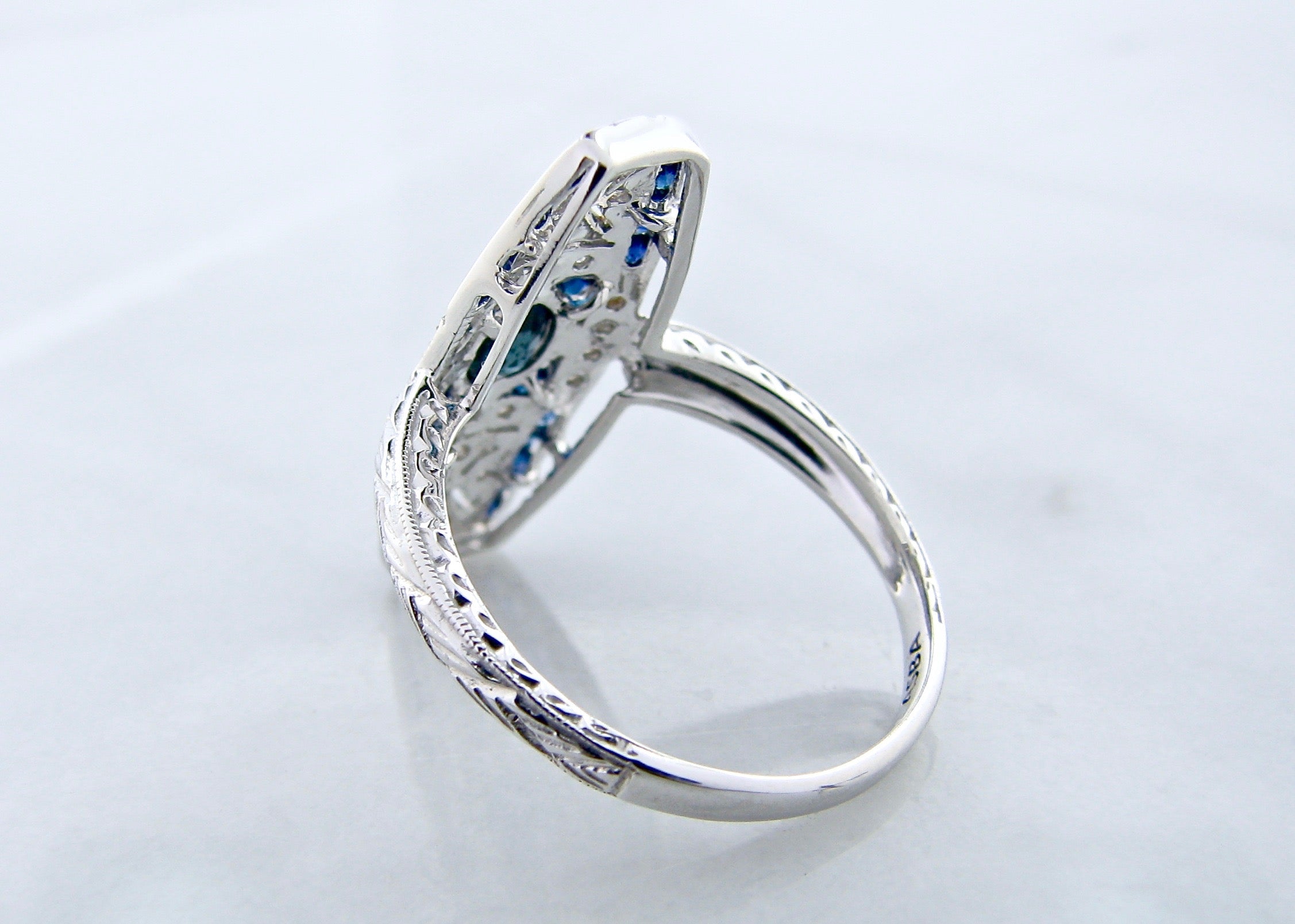 .83ct TW BL Sapphire .09ct TW Diamond 14K White Gold Ring, Darb