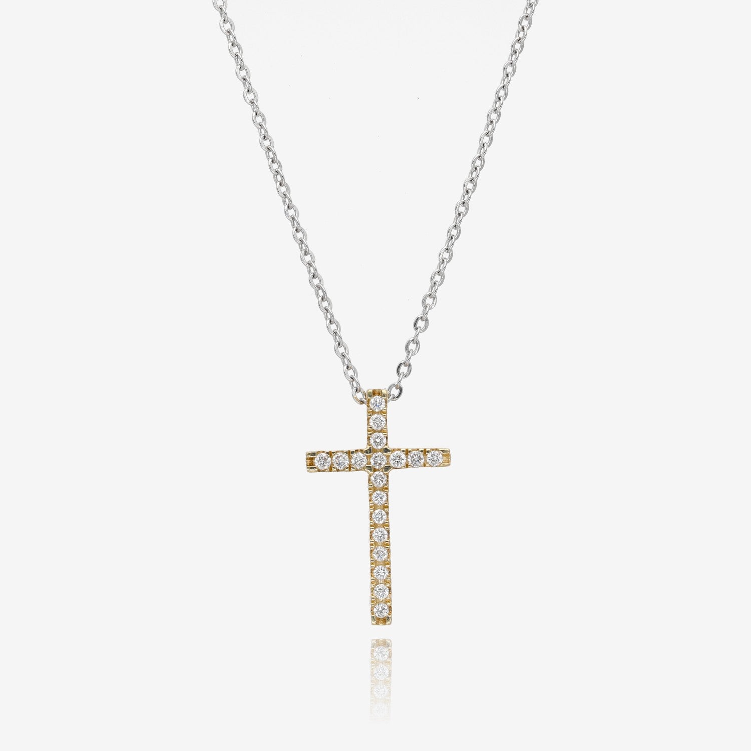 10k Two Tone Diamond Interchangeable Cross Pendant