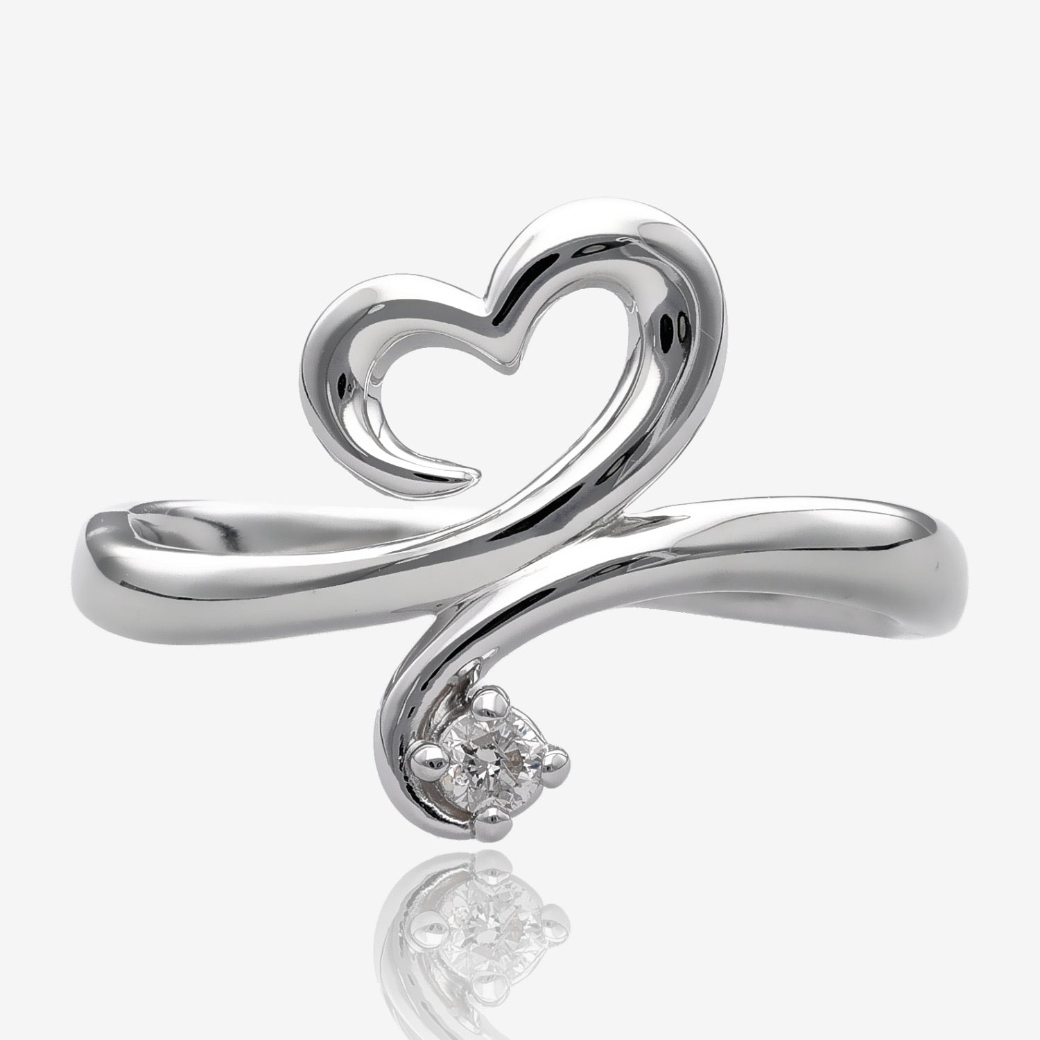 .06ct Diamond Silver Heart Freeform Promise Ring