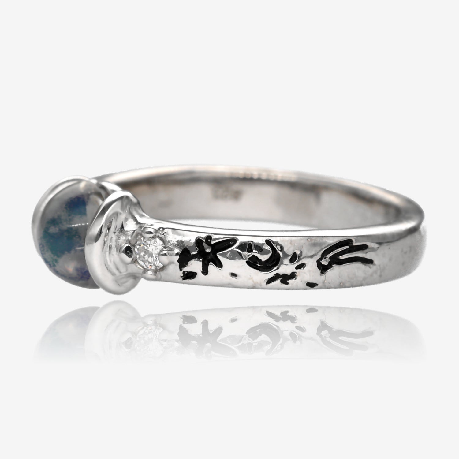 Solar System Blue Moonstone Diamond Band