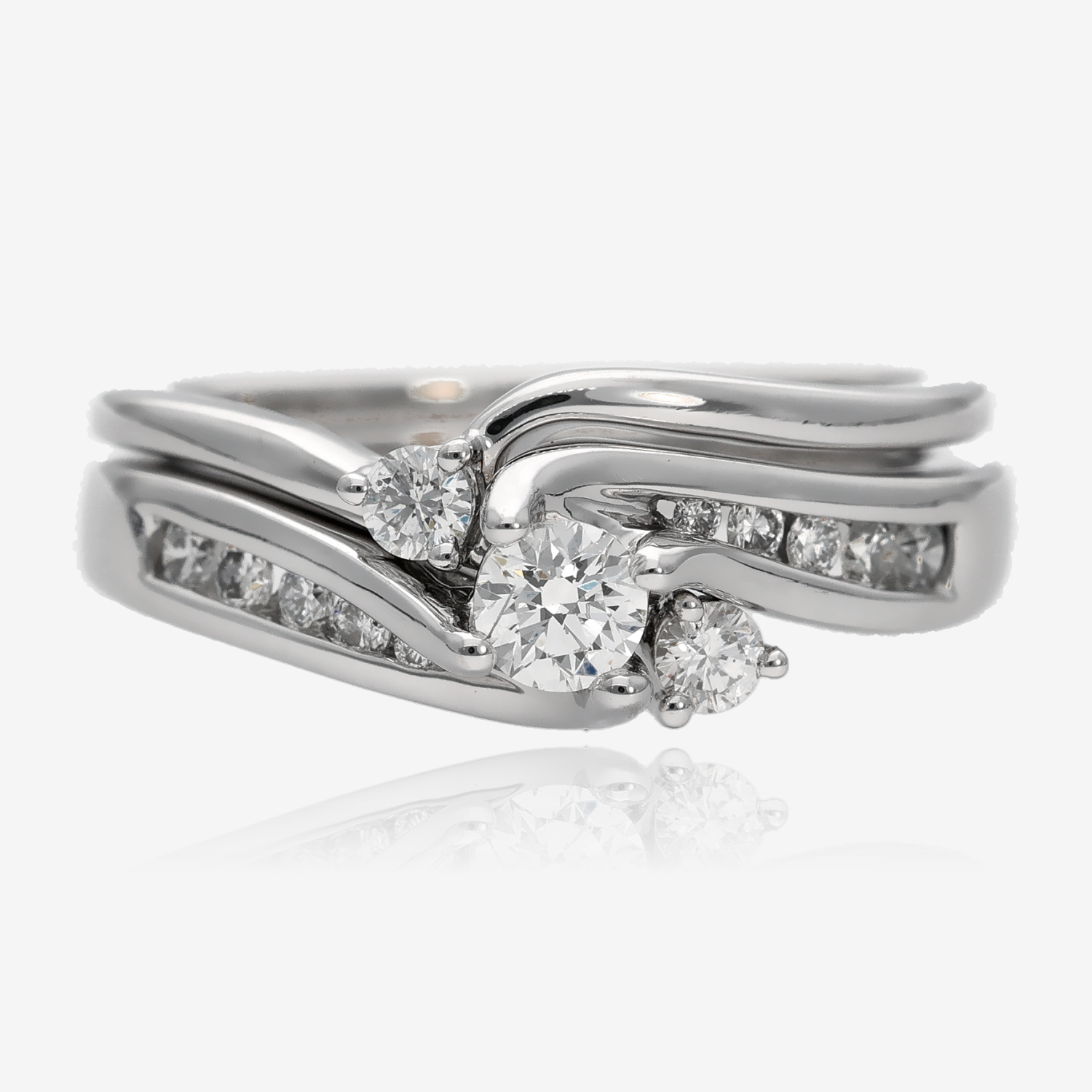 Diamond White Gold Wedding Ring Set, Fitted Wexford Jewelers $2955