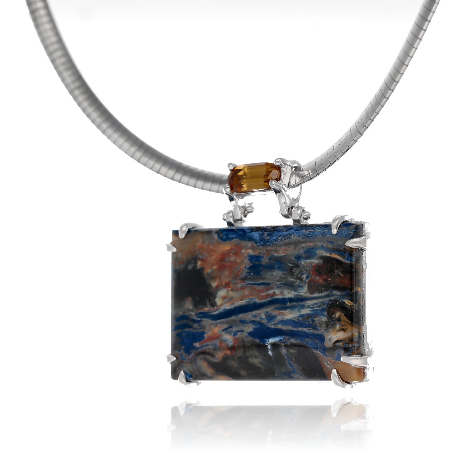 Storm Squall Pietersite & Zircon Necklace