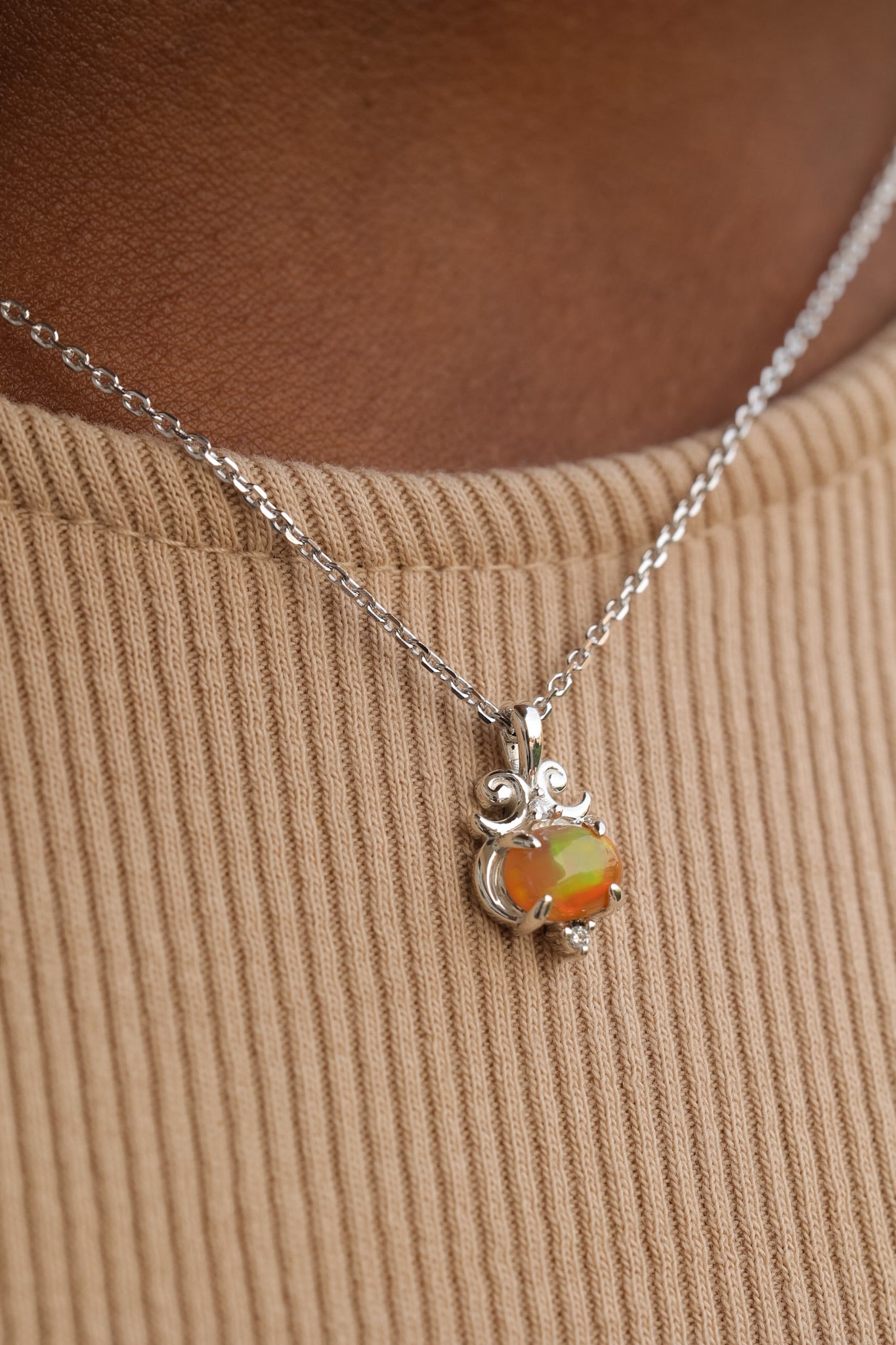 Whimsy Golden Opal Silver Pendant