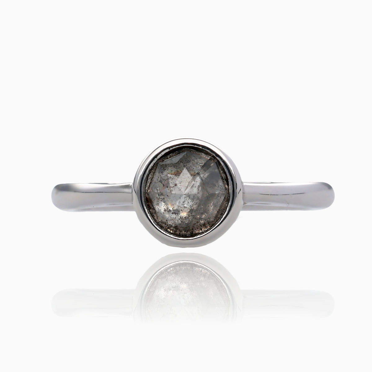 Salt & Pepper Diamond Bezel Set Ring