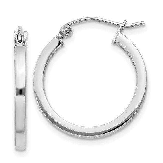 Silver Square Edge Round Hinged Hoops