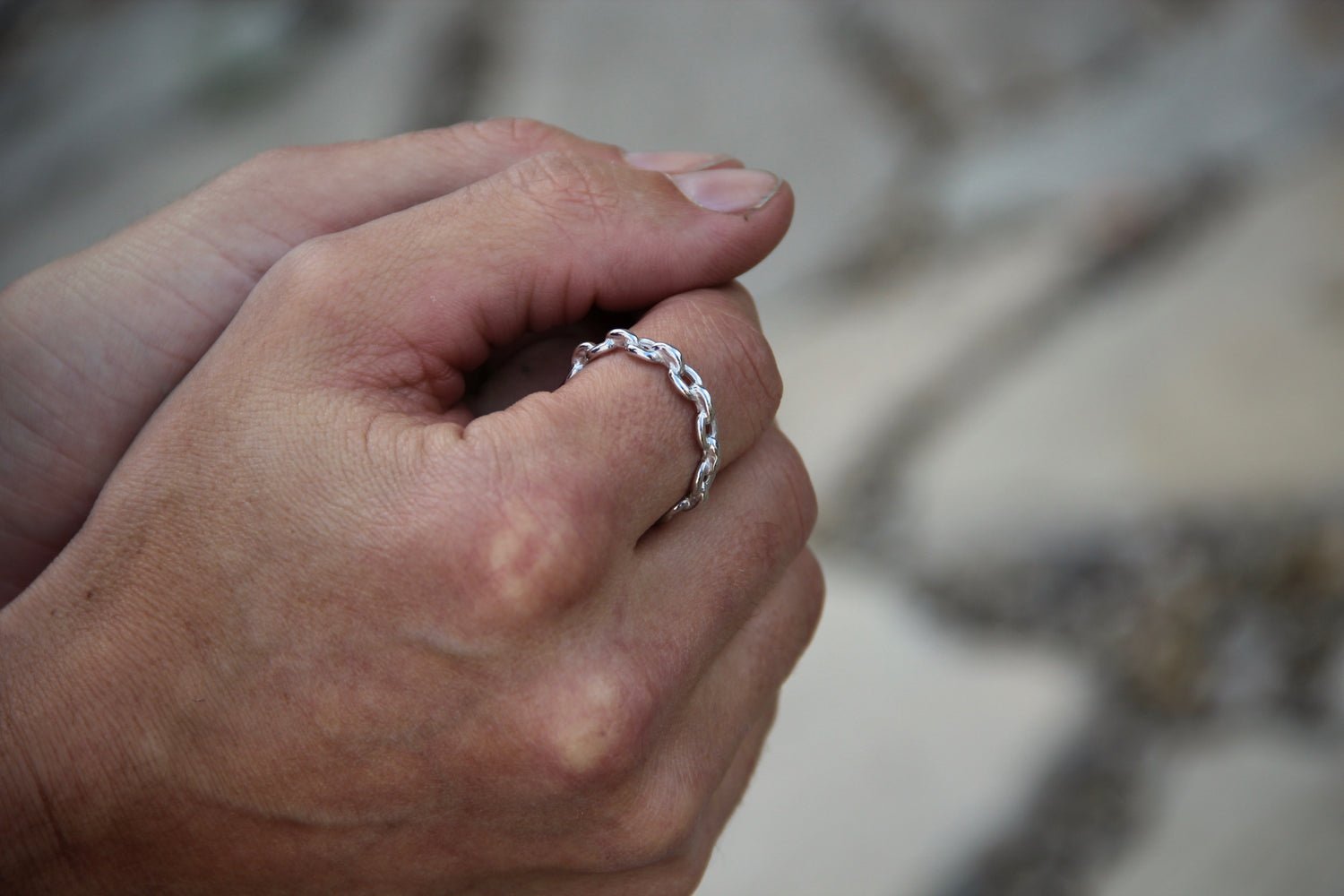 Silver Ring, Chain Link Band