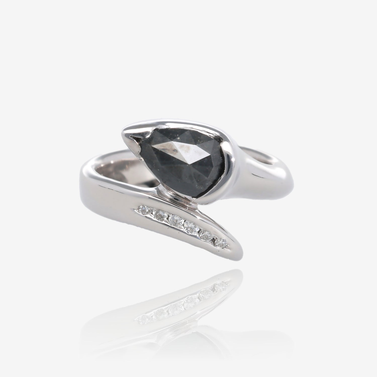 New Day Black Pear Diamond Wraparound Ring