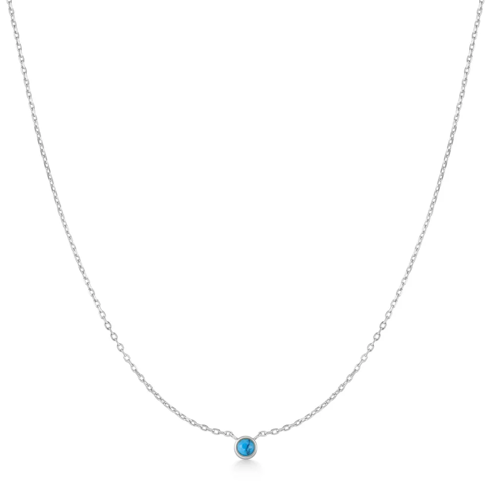 Bezel-Set Lab-Created Turquoise Solitaire Necklace