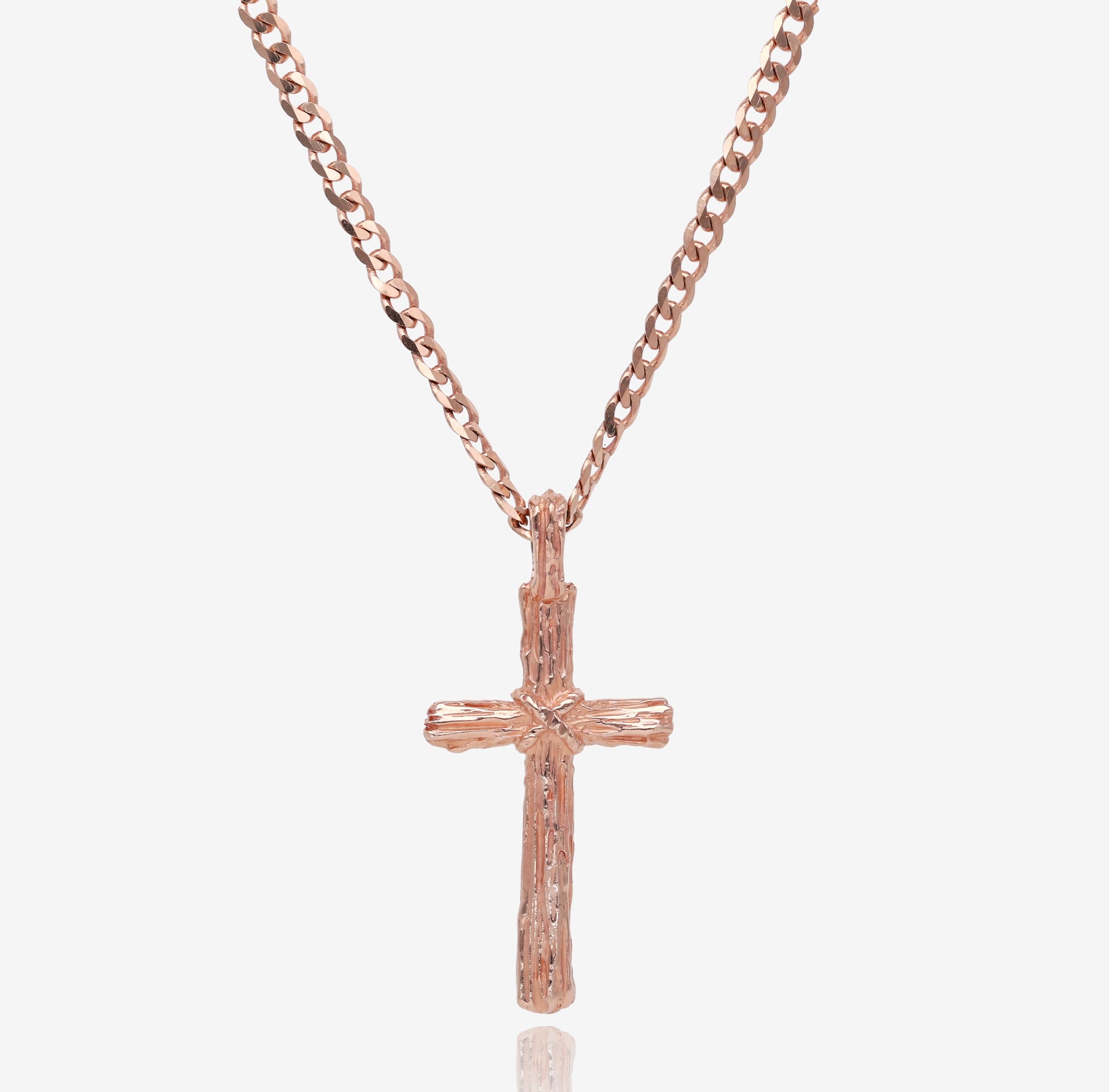 Hand Carved Rose Gold Driftwood Cross