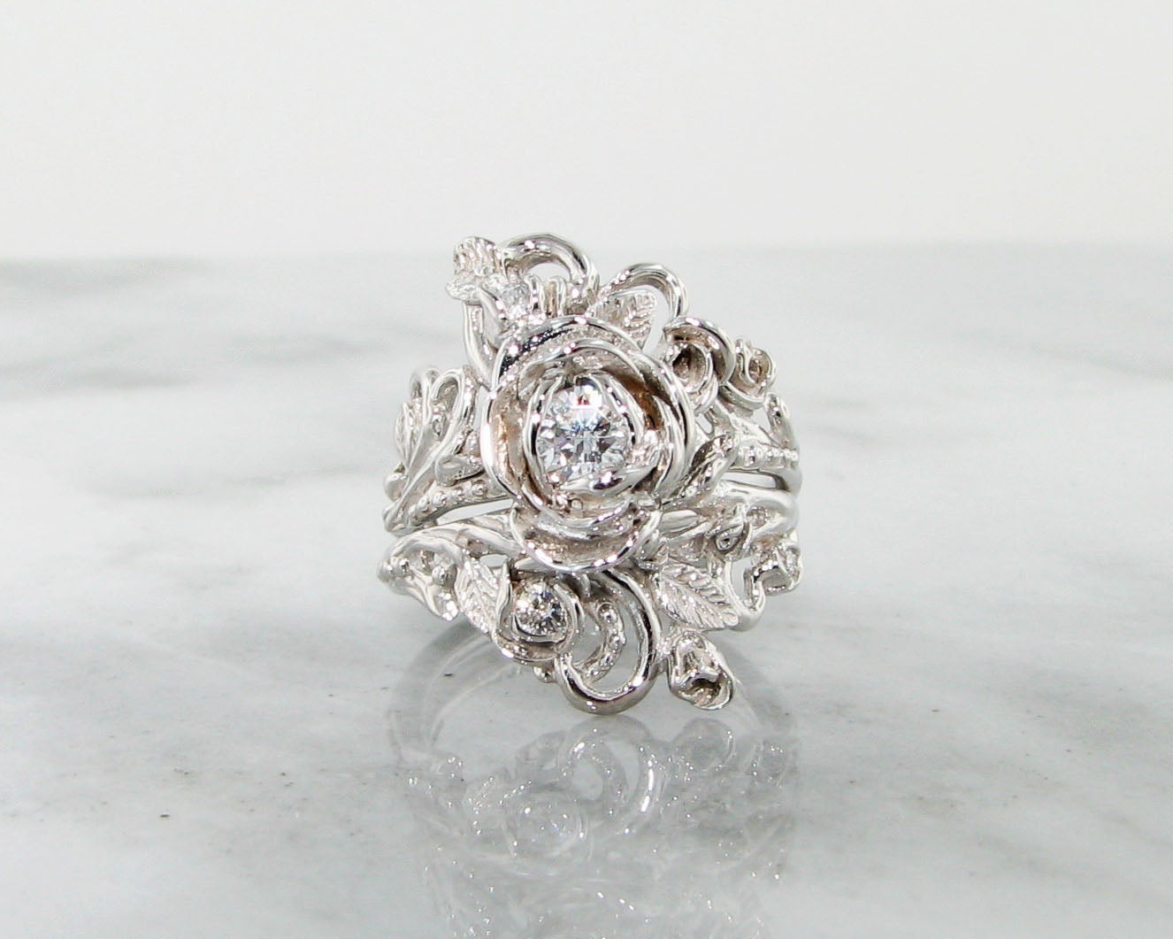 Diamond White Gold Wedding Ring Set, Jane Rose