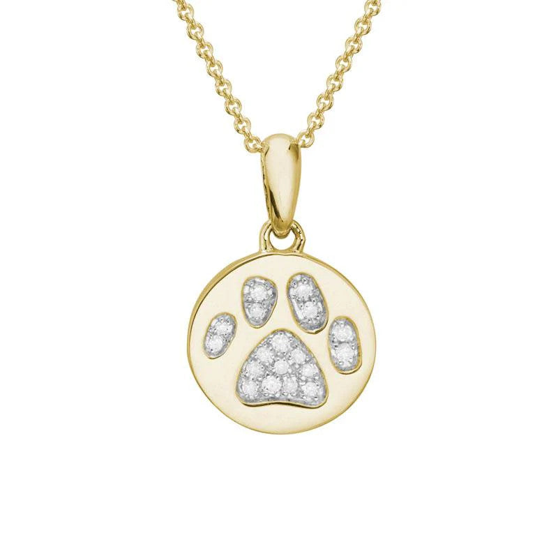 Loyal Print Diamond Golden Paw Necklace