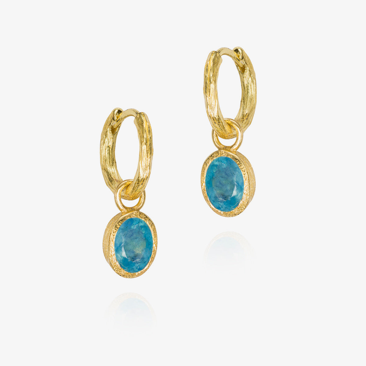 Zen Organic Natural Oval Birthstone Hoop Earrings