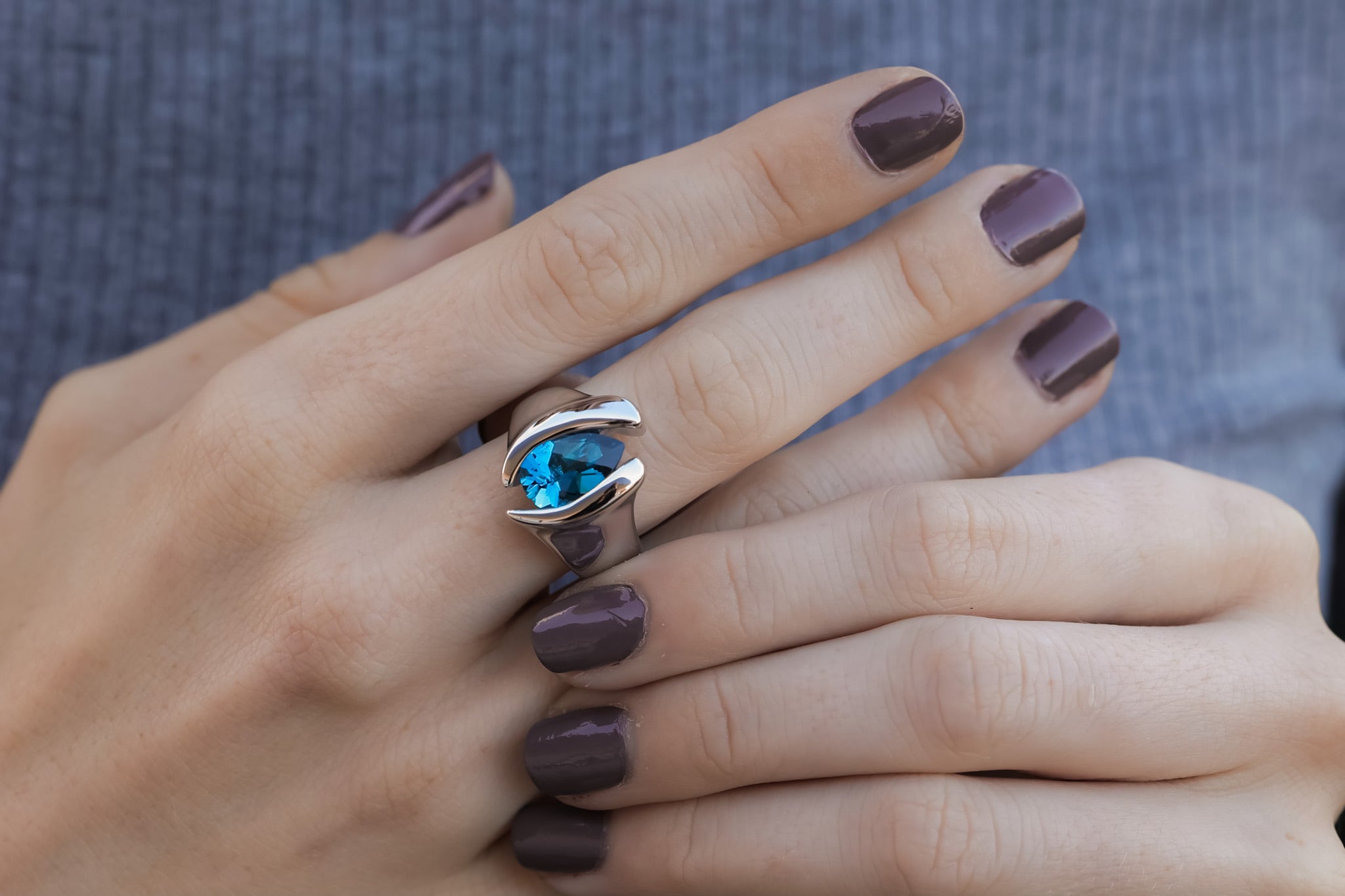 3.4ct Pear Shp London Blue Topaz Silver Ring, Quotations