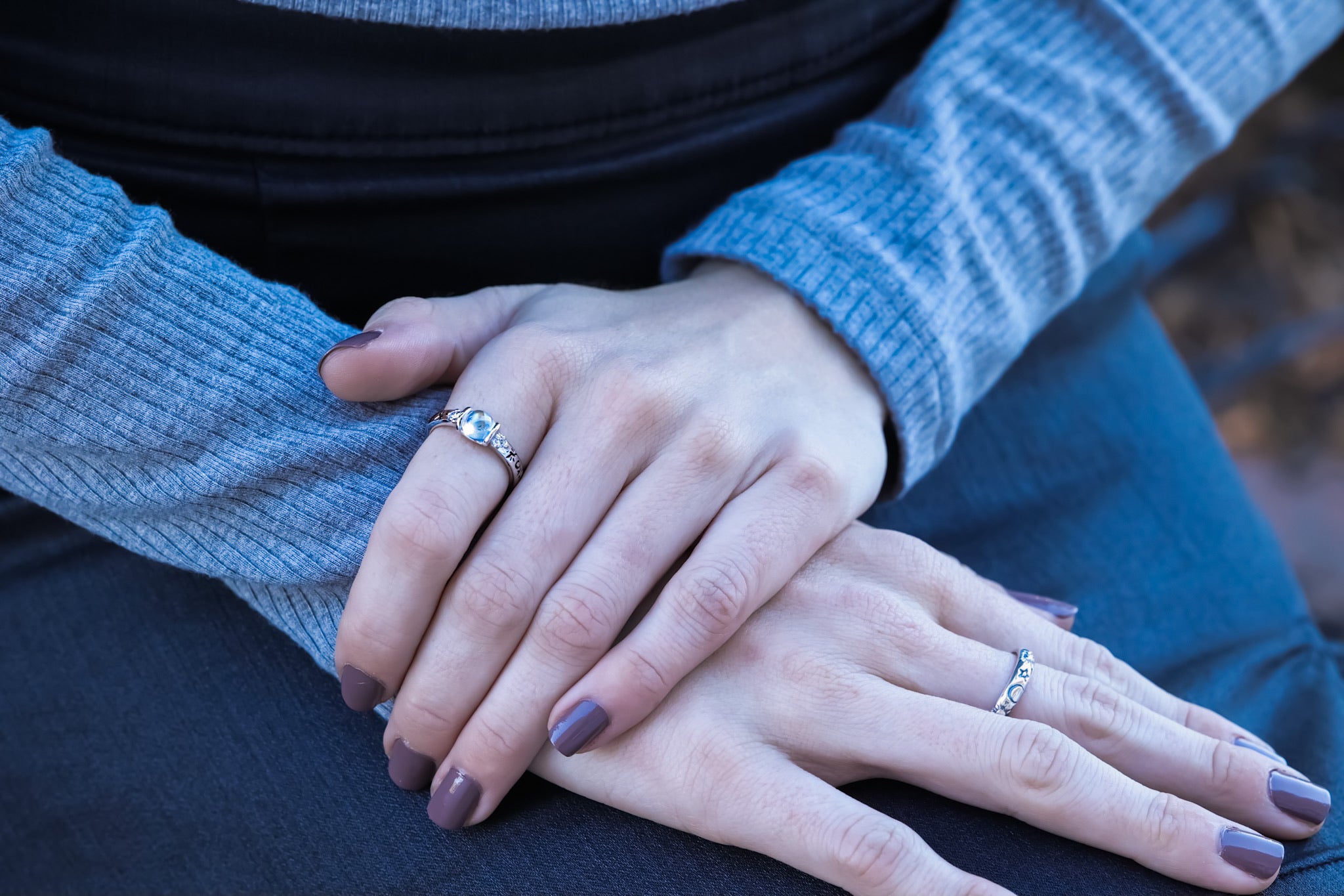 Solar System Blue Moonstone Diamond Band