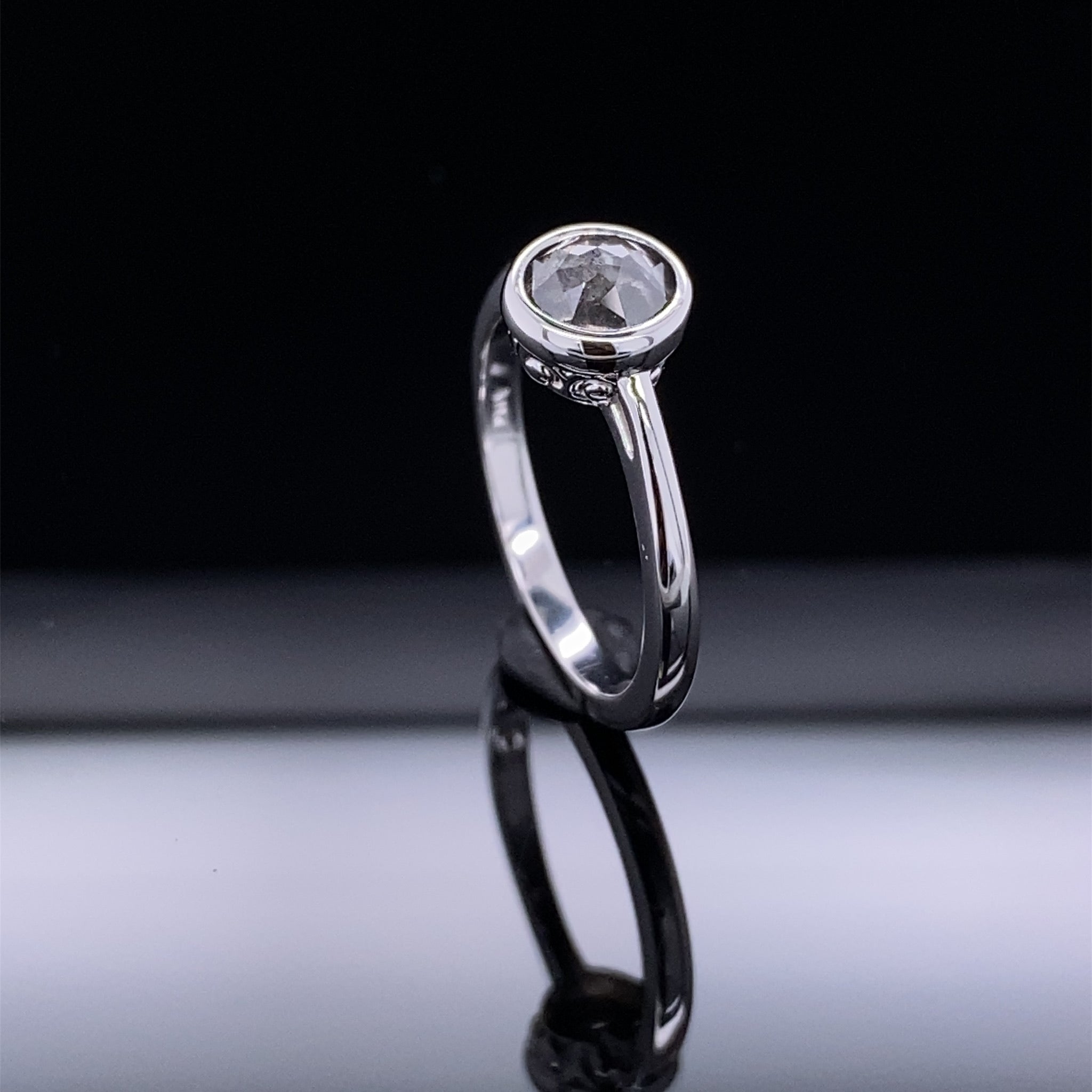 Salt & Pepper Diamond Bezel Set Ring