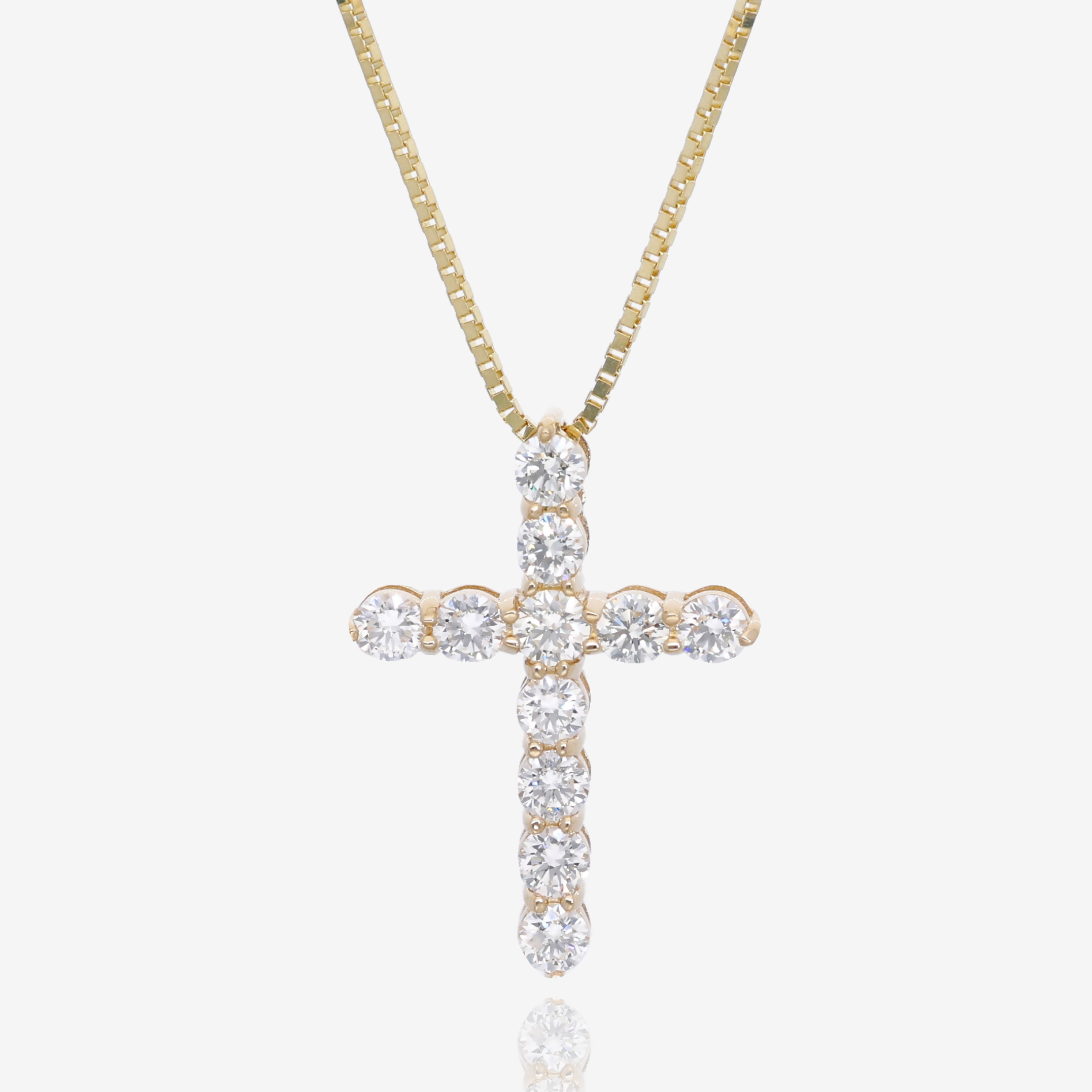 Strength and Light Natural Diamond Cross Pendant in 14K Yellow Gold
