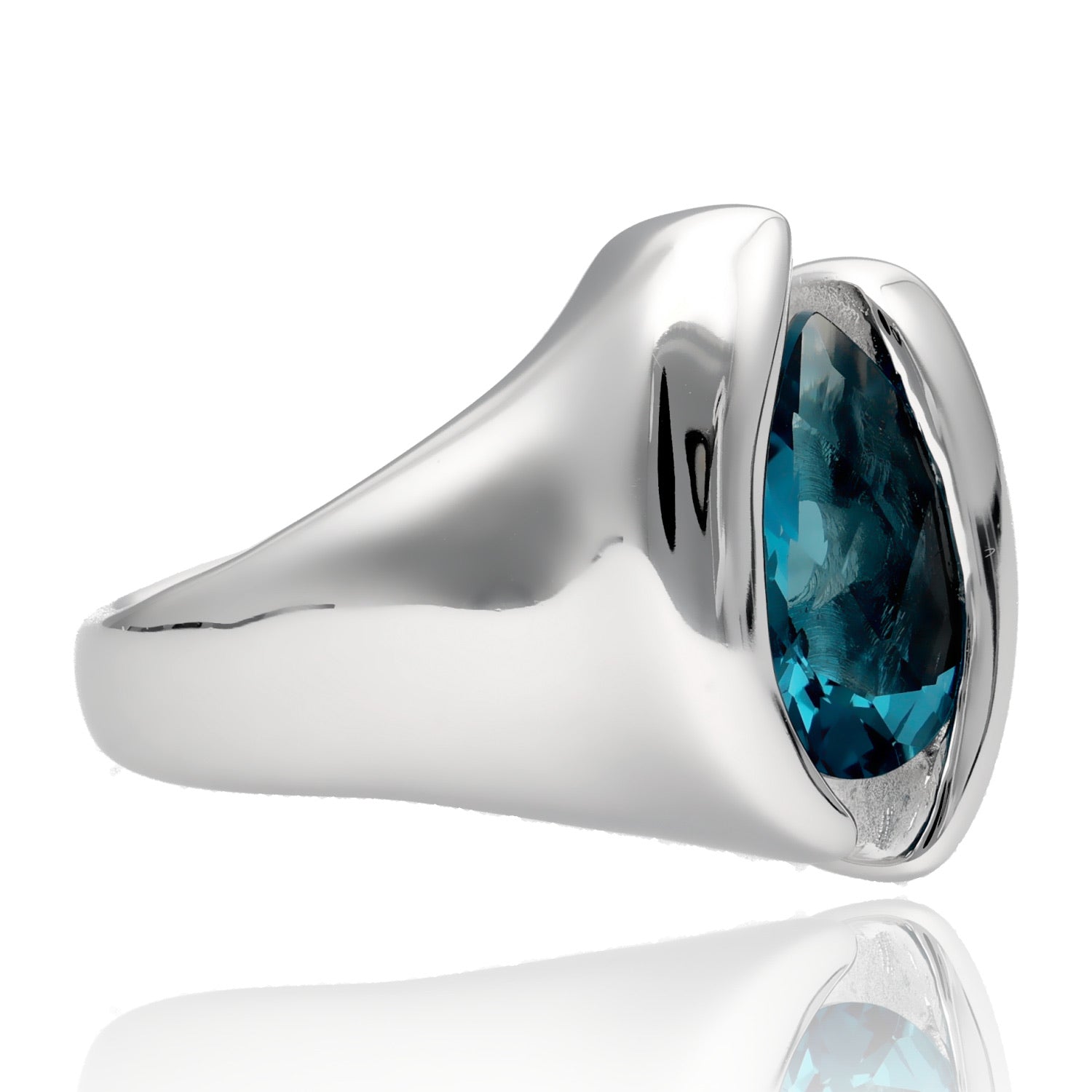 3.4ct Pear Shp London Blue Topaz Silver Ring, Quotations