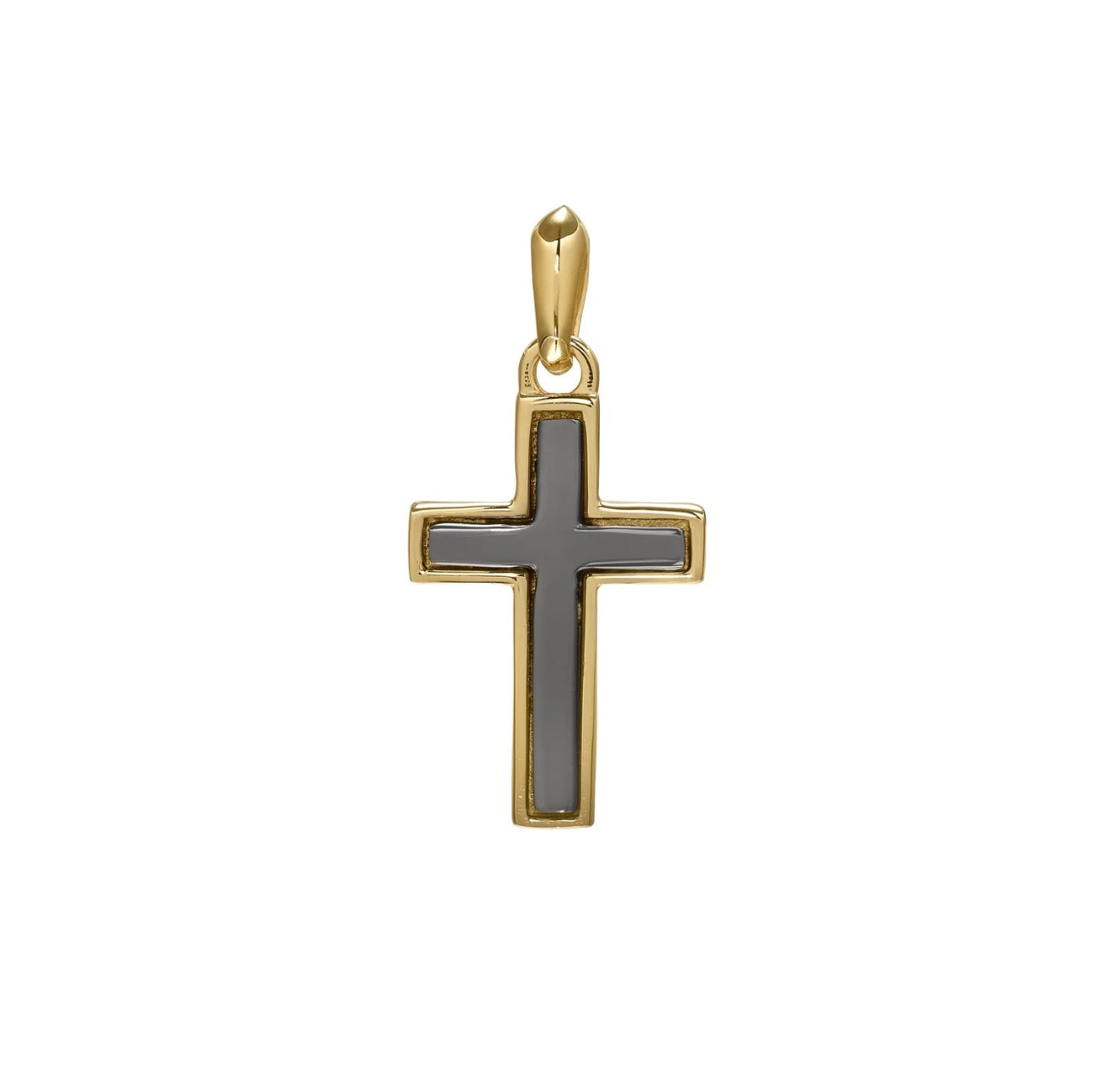 Gold & Silver Tone W/Black Rhodium Cross Pendant Charm