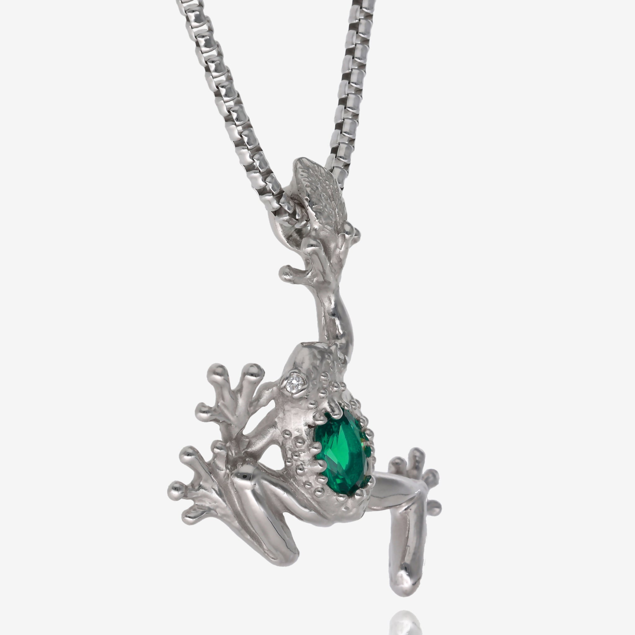 Hop on Over Frog Pendant with Emerald