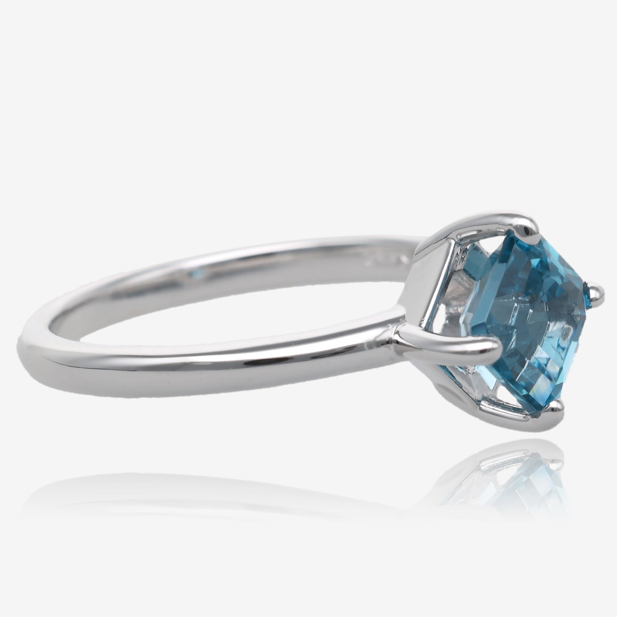 London Blue Topaz Asscher Solitaire in Silver