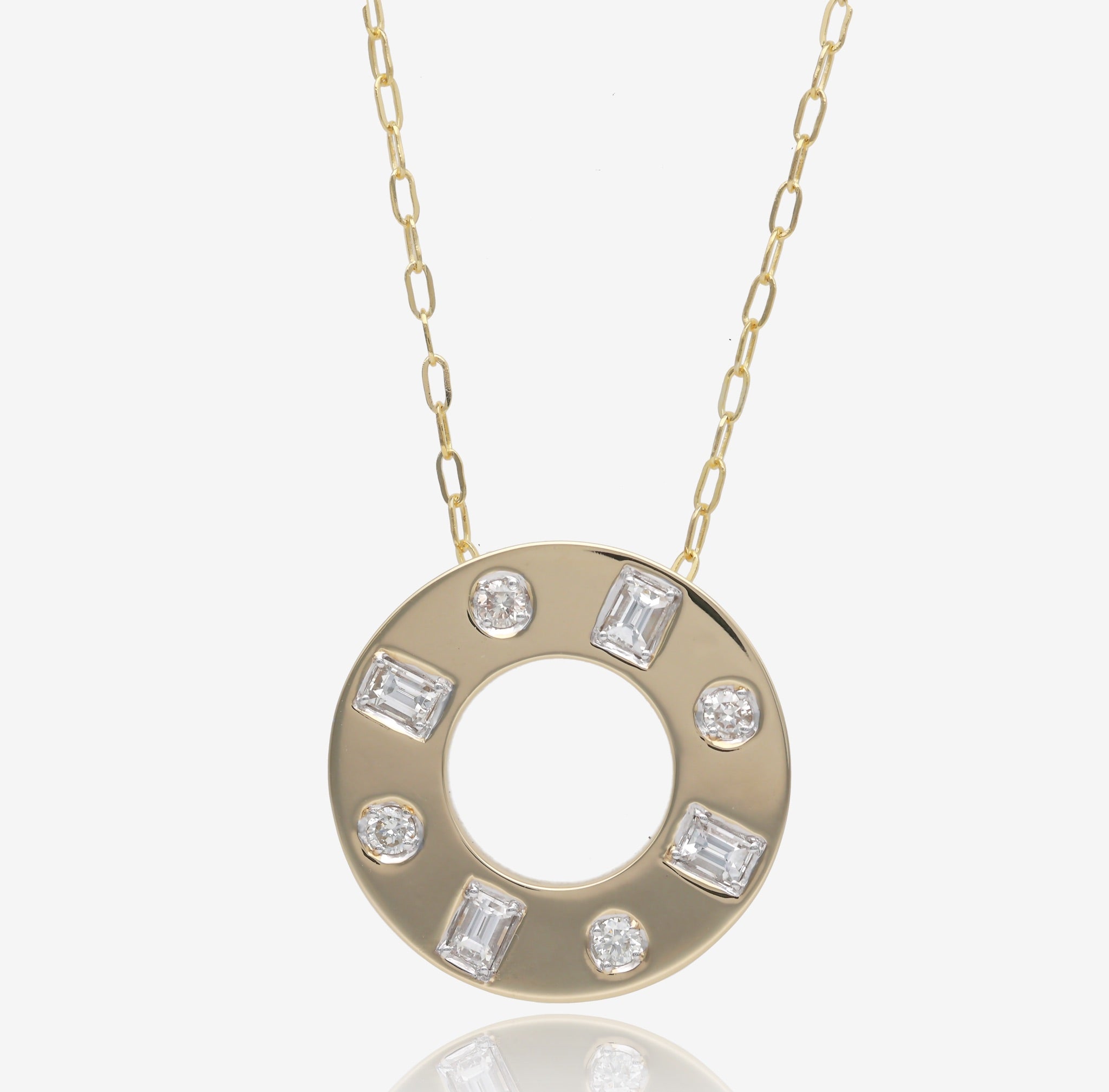 Diamonds in Orbit Pendant in 14K Yellow Gold