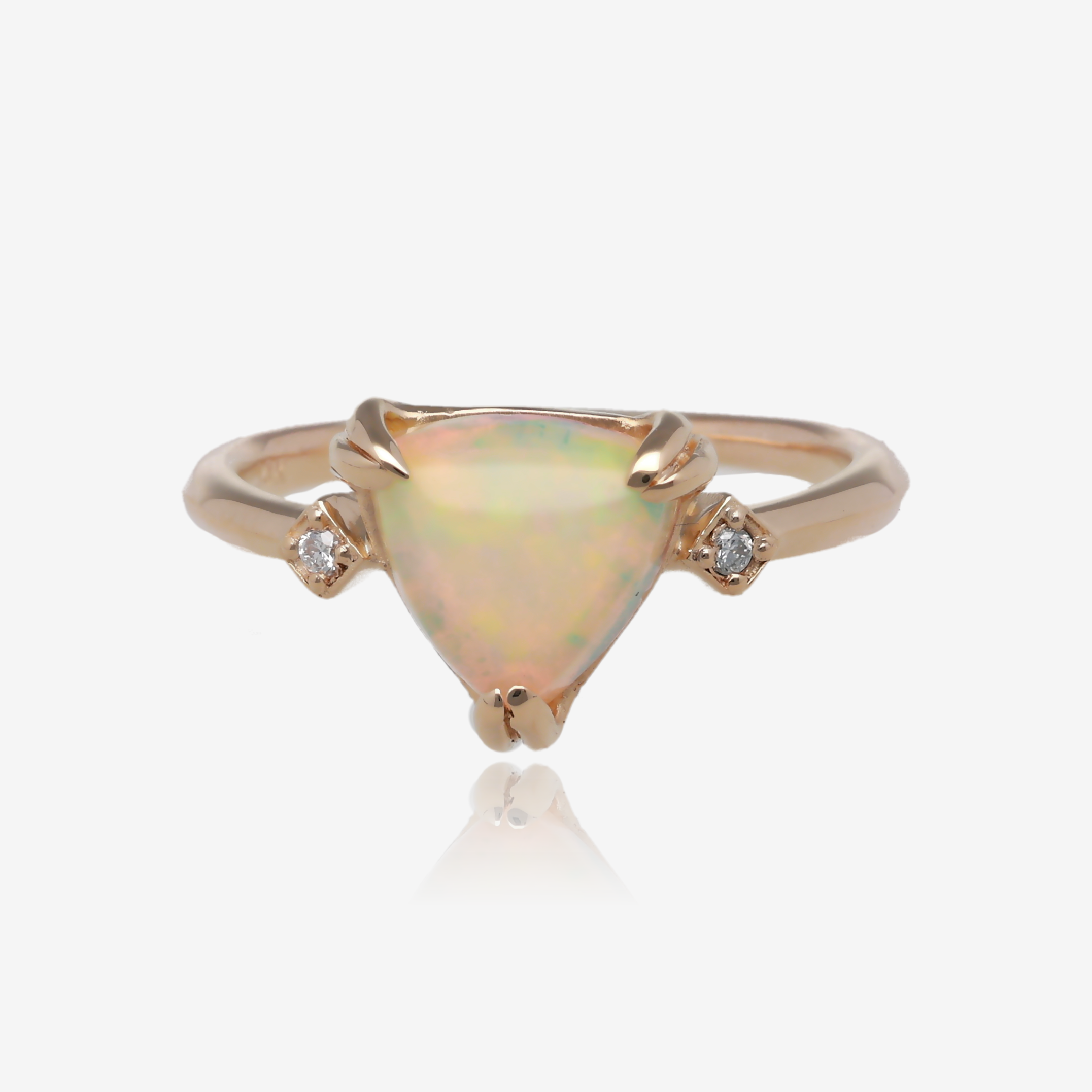 Zen Trillion Ethiopian Opal Ring in 14k Yellow Gold