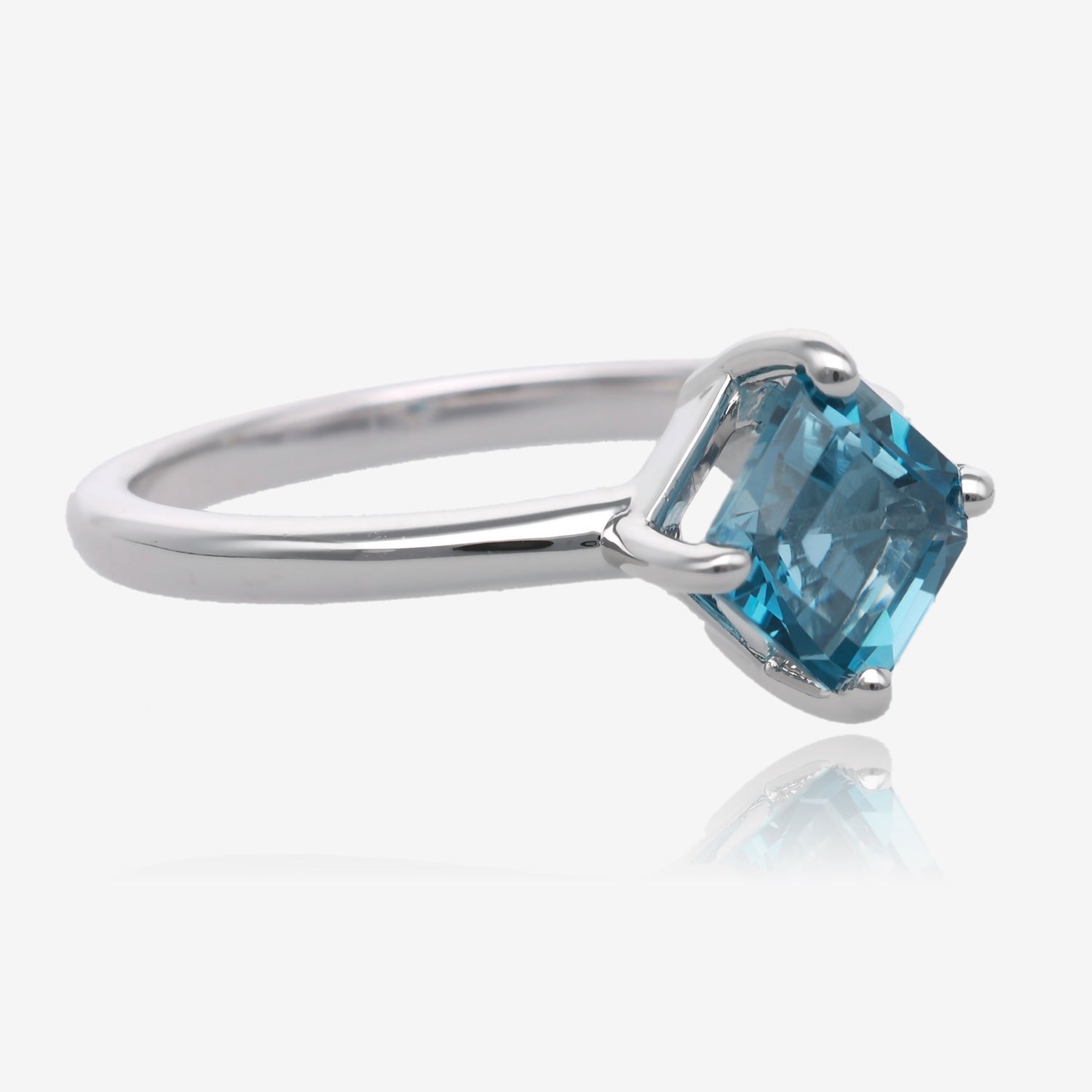 London Blue Topaz Asscher Solitaire in Silver