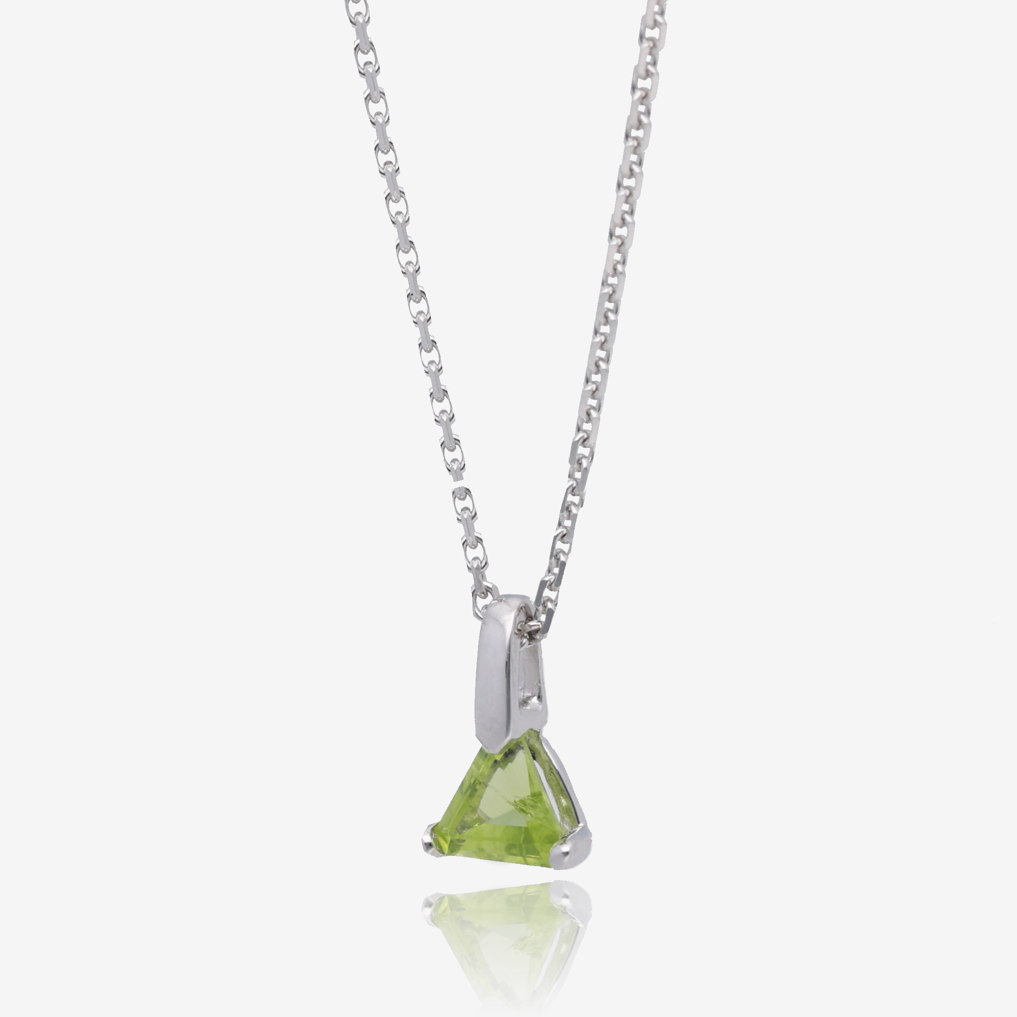 Triangle Peridot Pendant in Sterling Silver