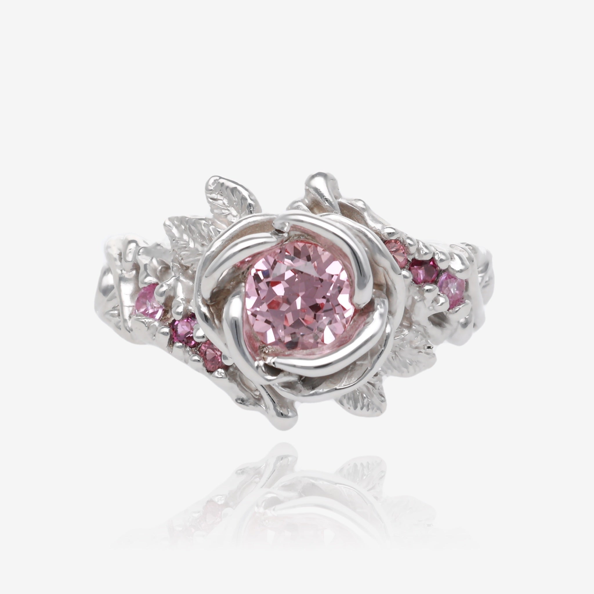 Summer Rose Pink Sapphire Silver Ring