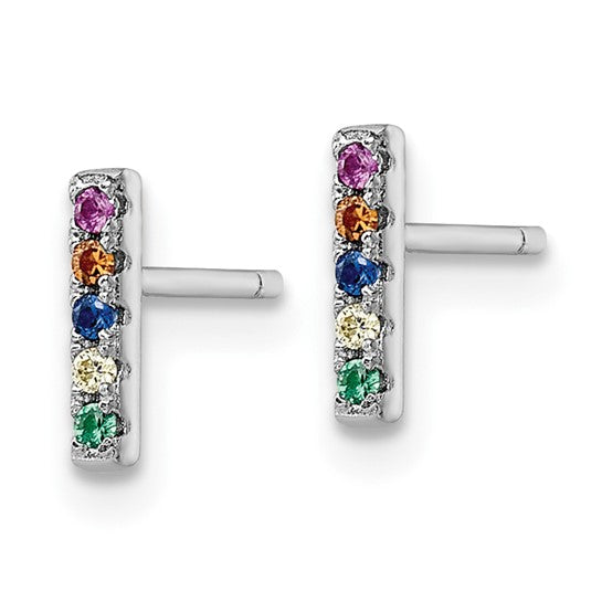 Line of Color Silver Bar Stud Earrings