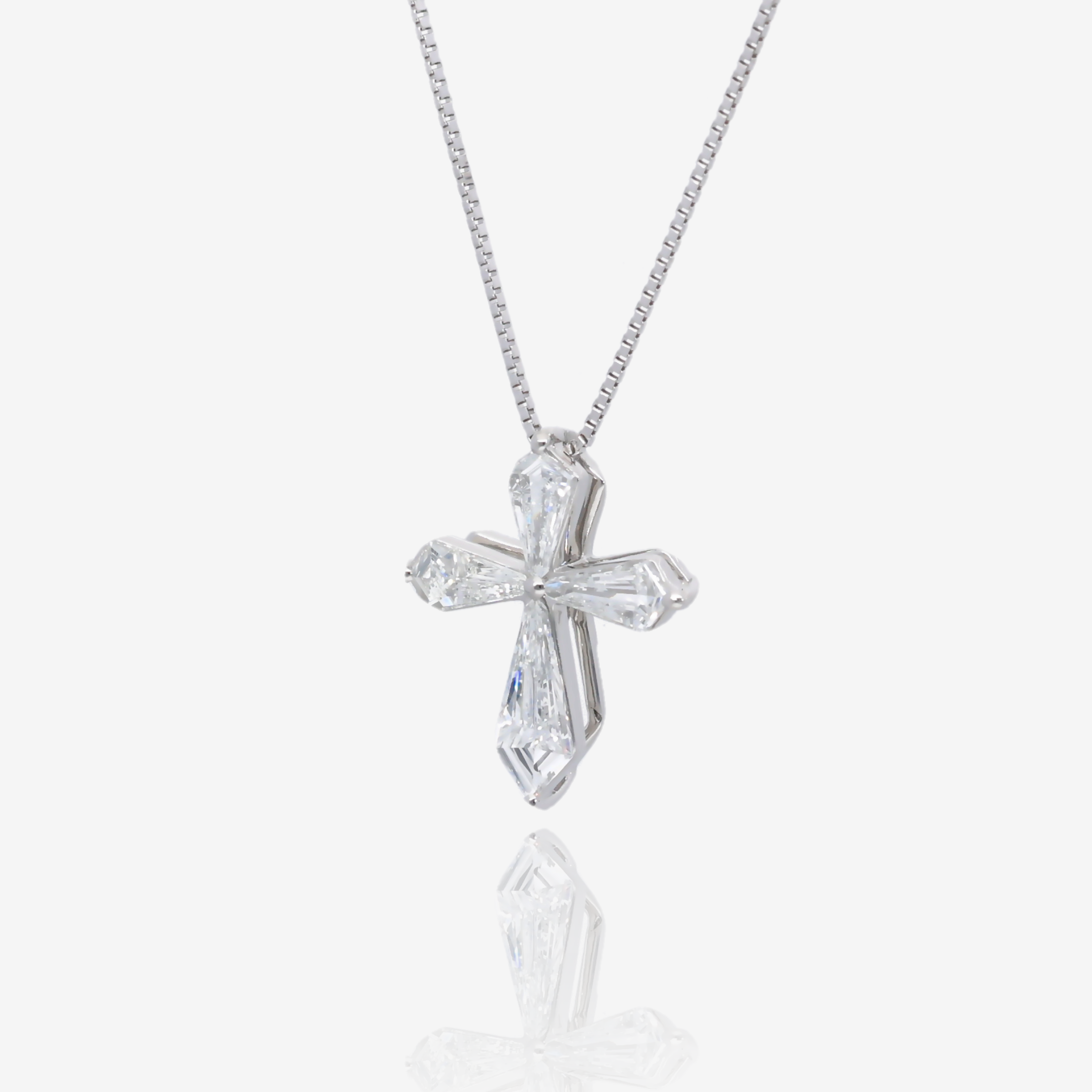 Radiant Shield Diamond Cross Pendant in Platinum