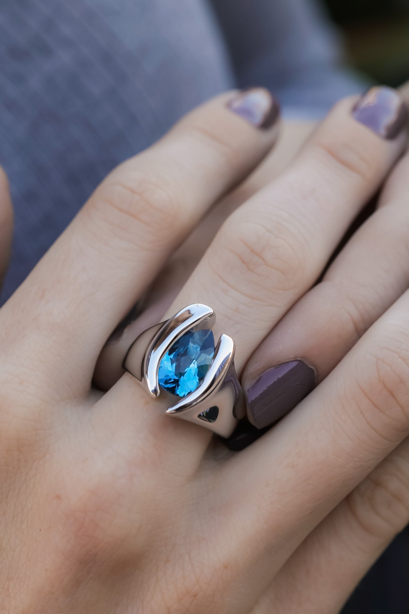 3.4ct Pear Shp London Blue Topaz Silver Ring, Quotations