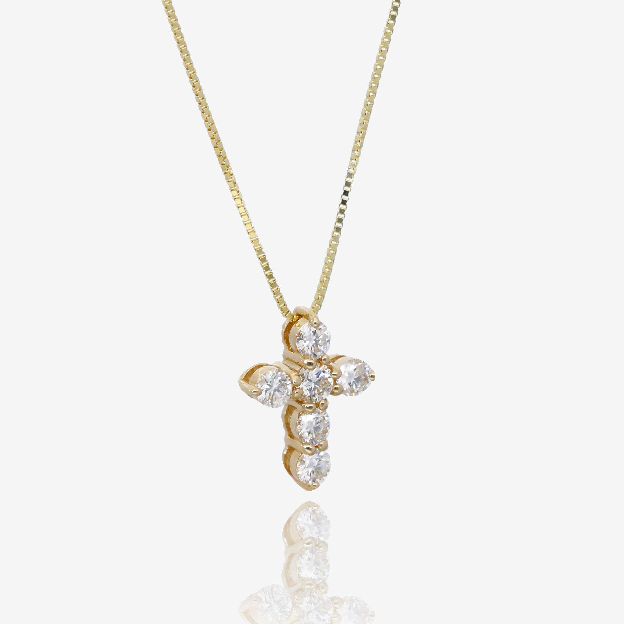 Enduring Grace Natural Diamond Cross Pendant in 14K Yellow Gold