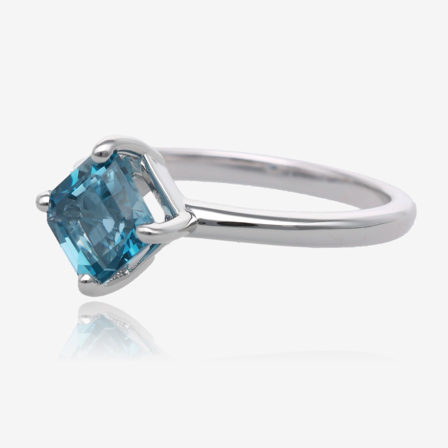 London Blue Topaz Asscher Solitaire in Silver