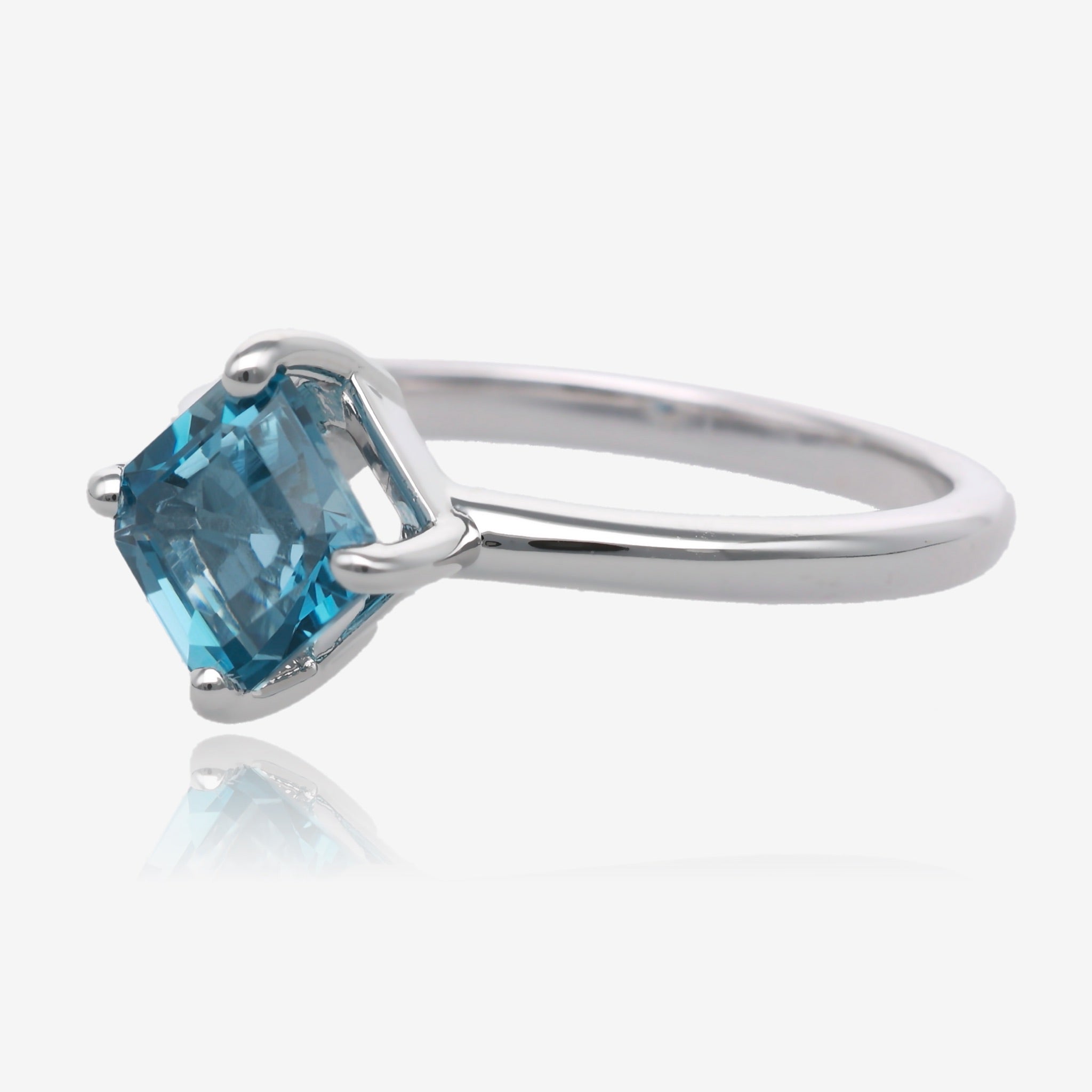 London Blue Topaz Asscher Solitaire in Silver