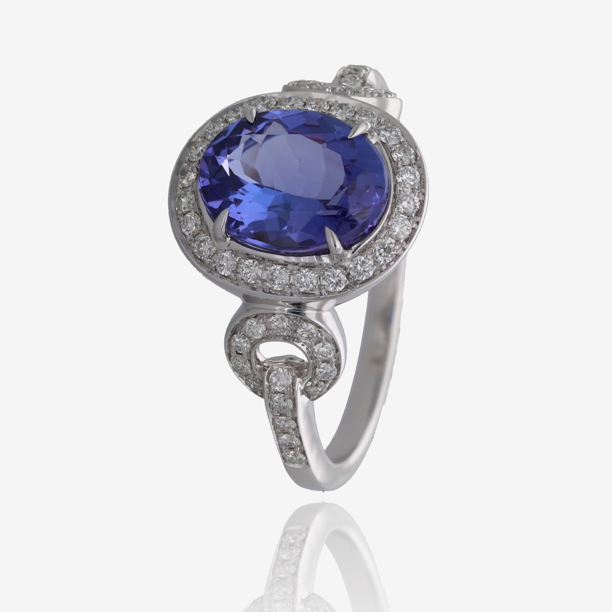 Lady of Nobility Tanzanite and Diamond White Gold Ring