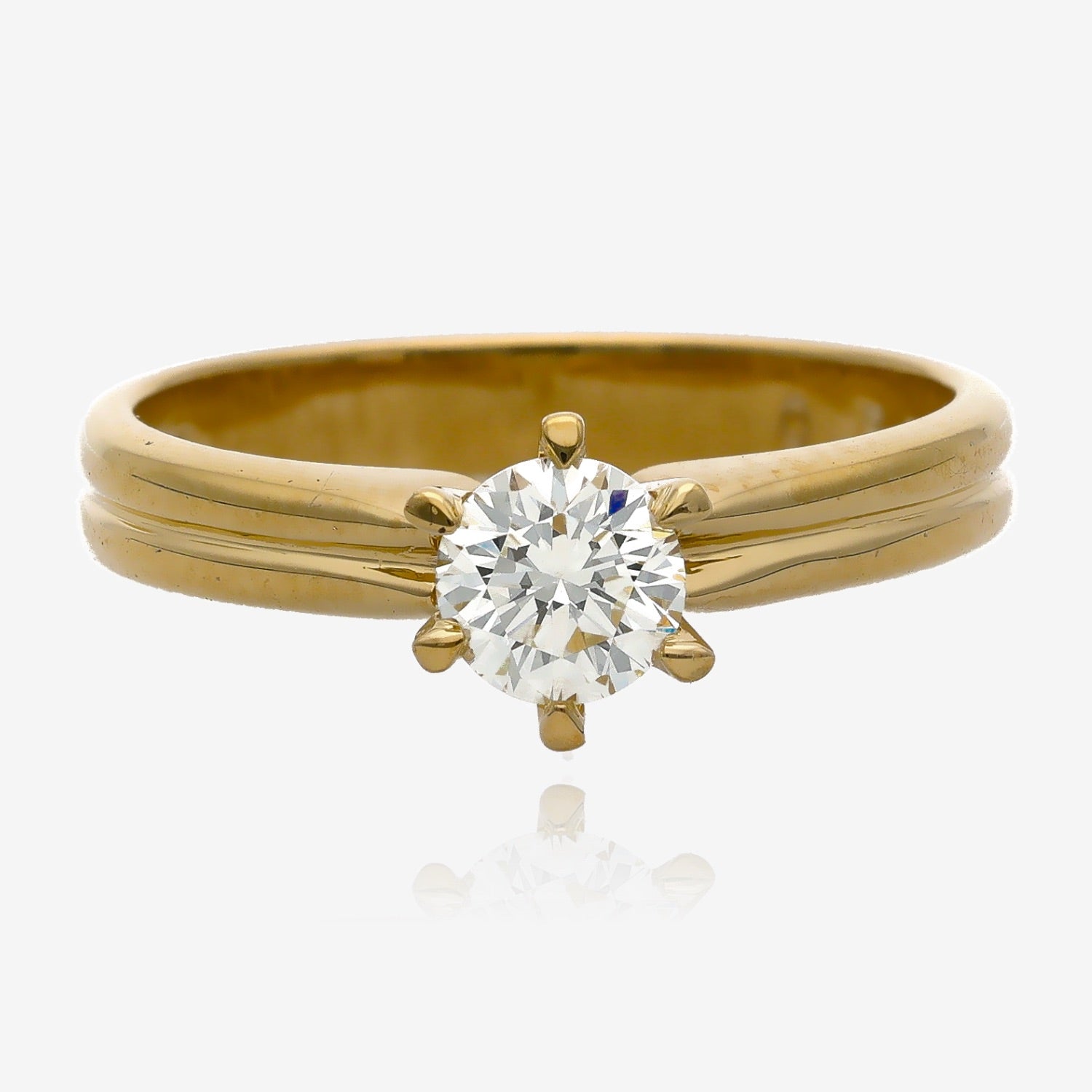 0.51ct Double Band Engagement ring in 18k Yellow Gold